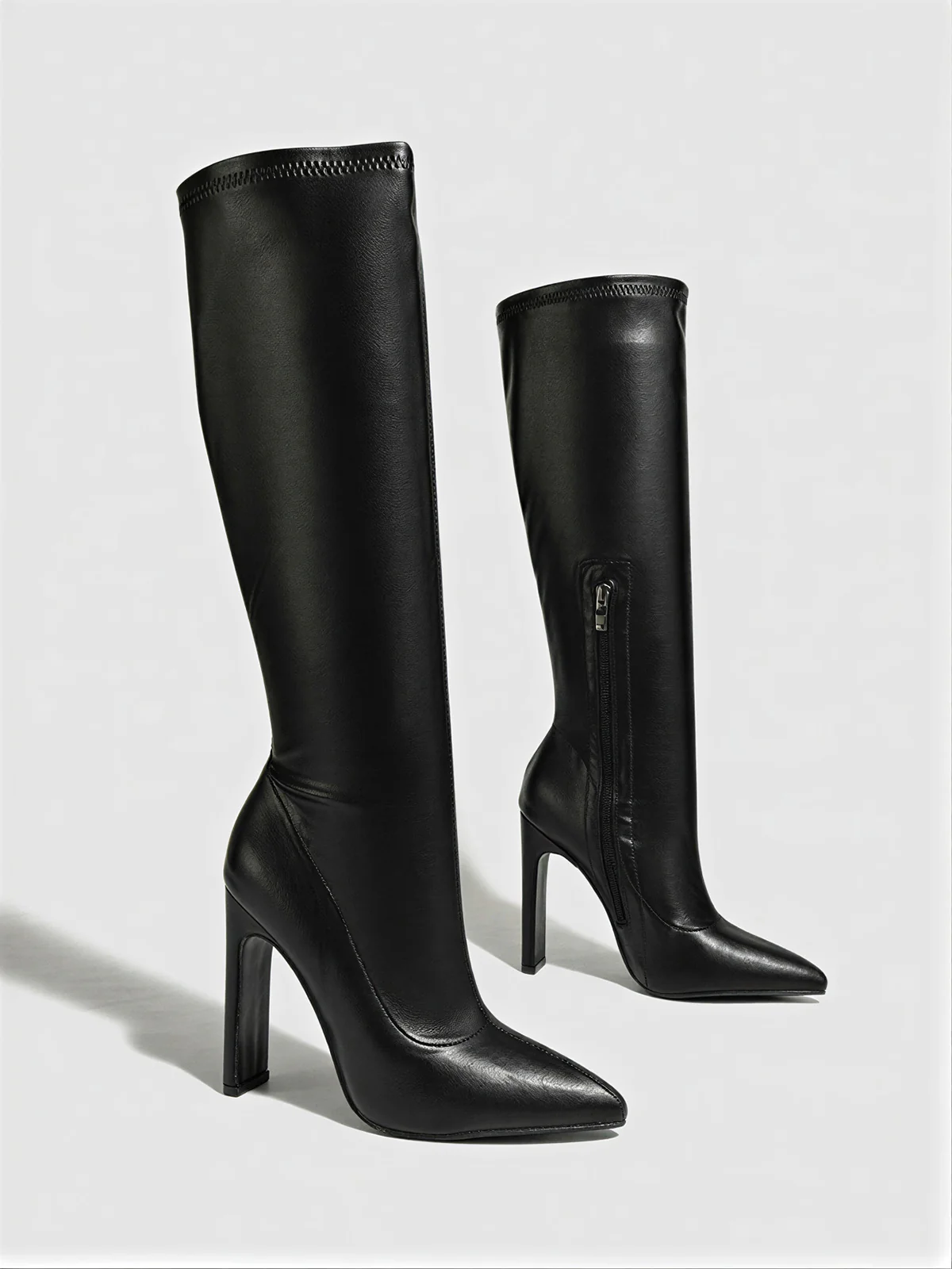 Pointed-Toe Stiletto Knee-High Boots - Image 2