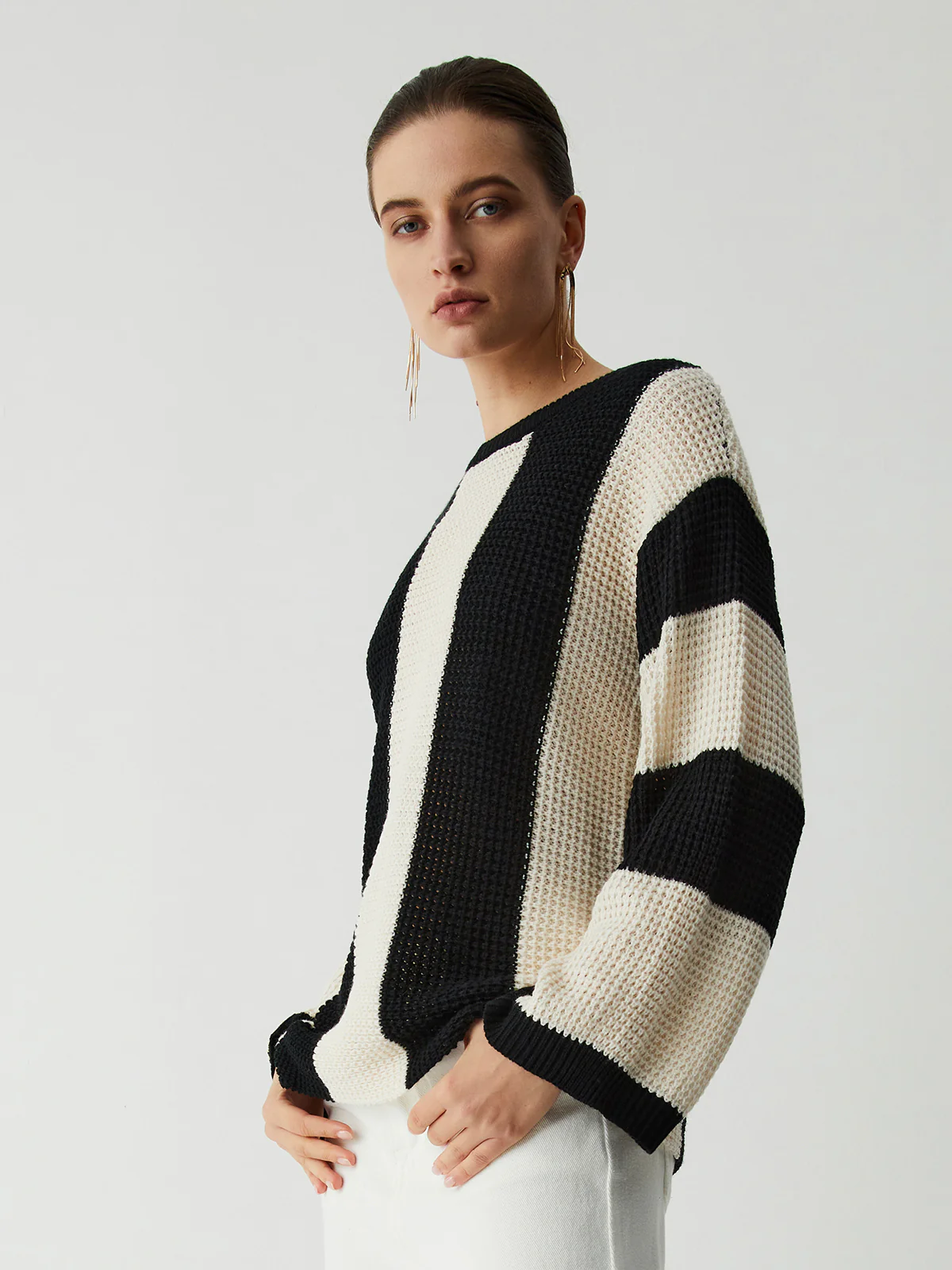 Pointelle Stripe Sweater - Image 2