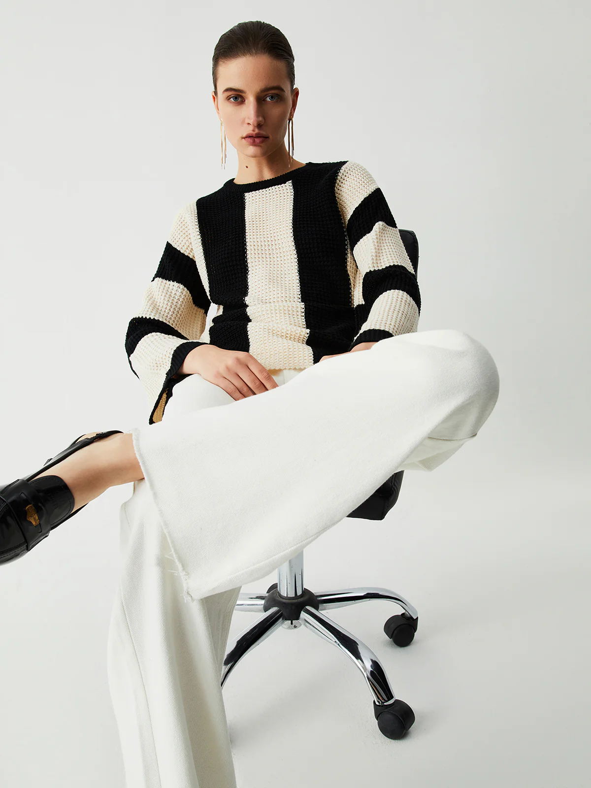 Pointelle Stripe Sweater - Image 3