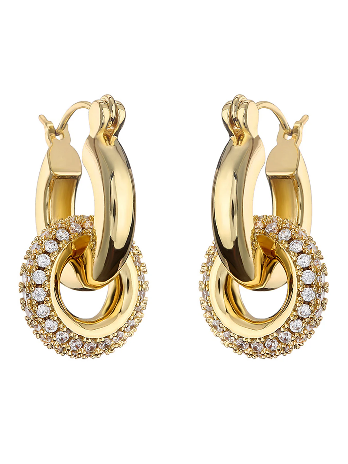 Polished Double Hoop Earrings - Image 2