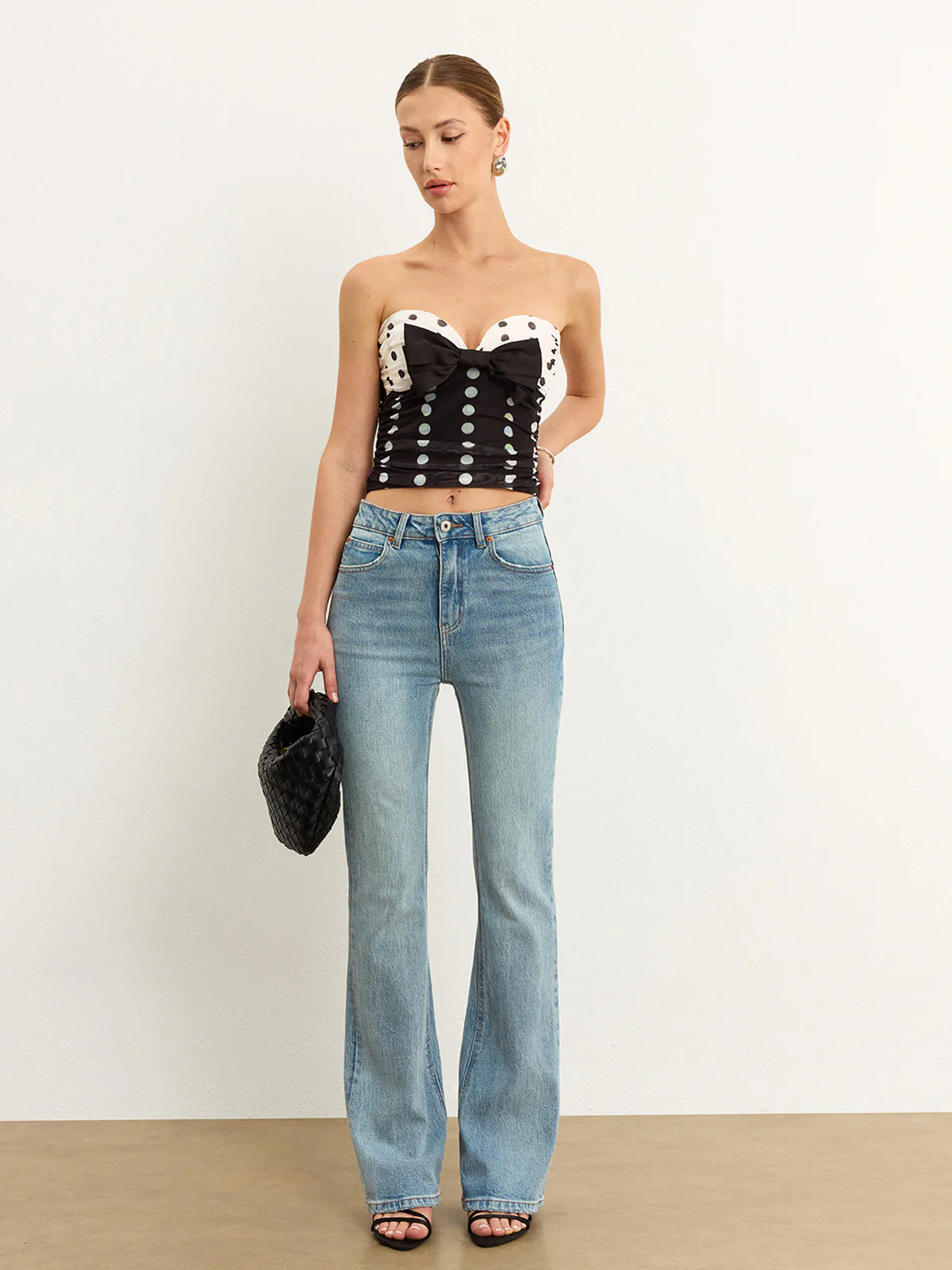 Polka Dot Bow Strapless Top - Image 5