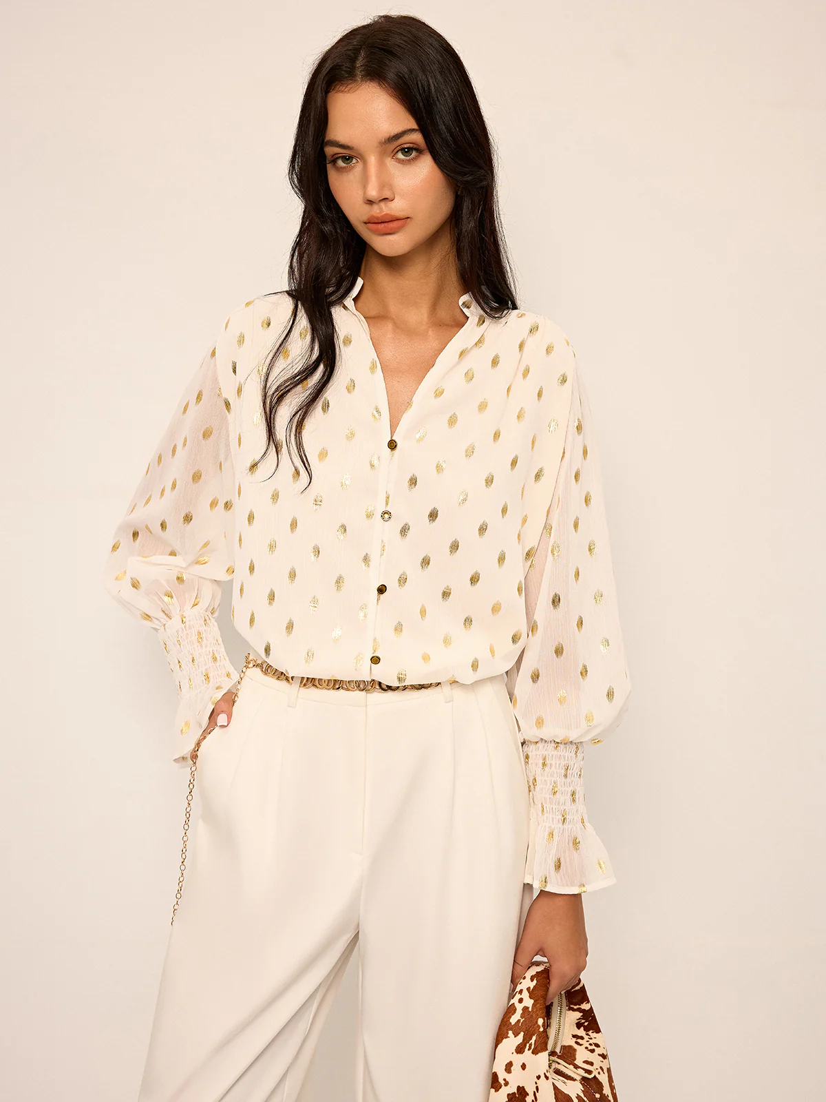 Polka Dot Chiffon Shirt - Image 3