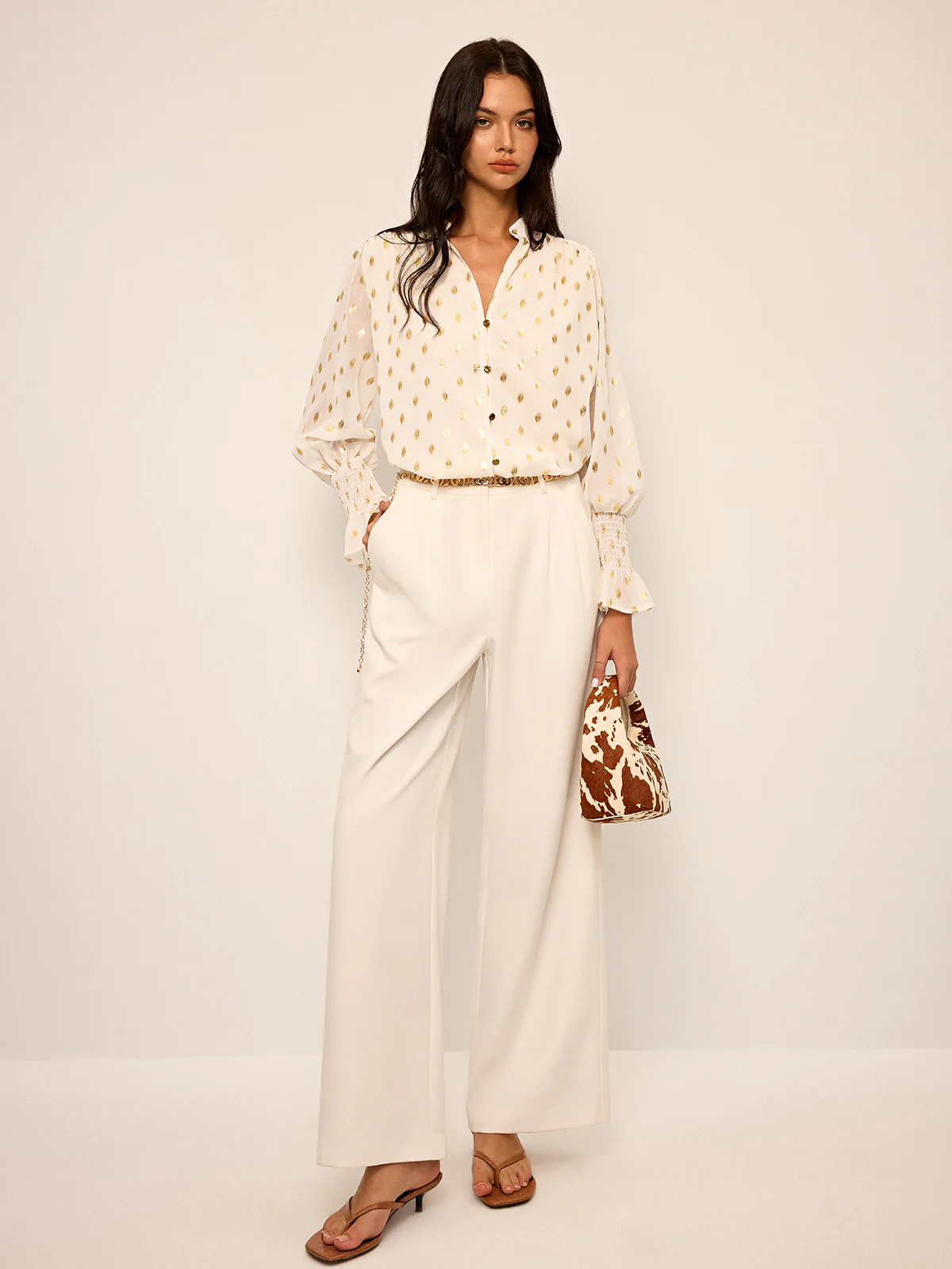 Polka Dot Chiffon Shirt - Image 4