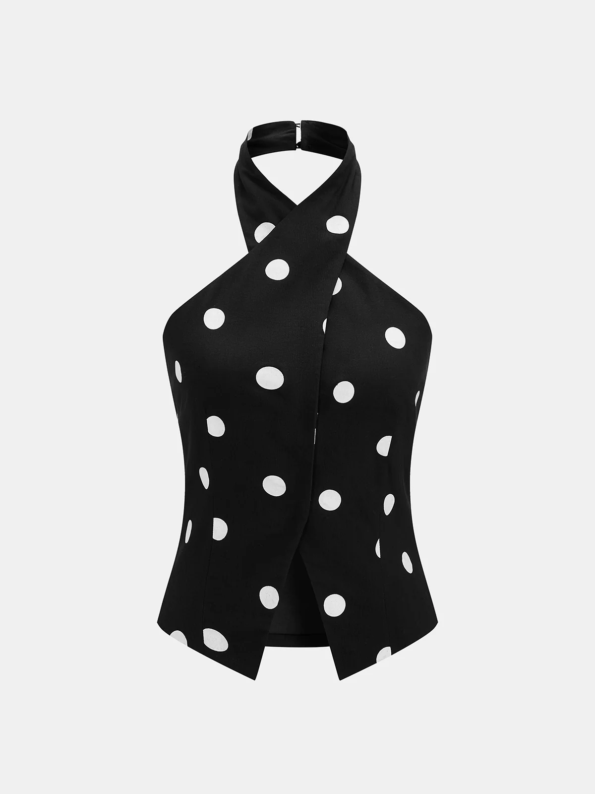 Polka Dot Crisscross Halter Tank Top - Image 2