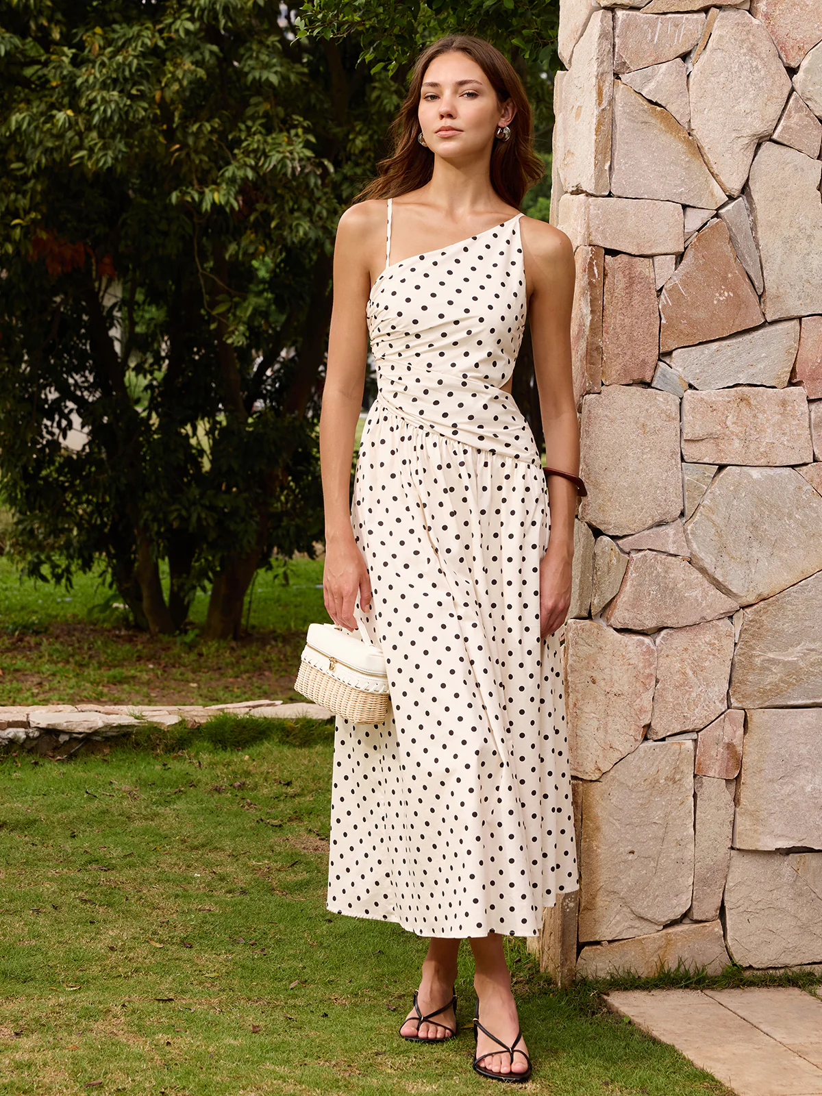 Polka Dot Cutout Cami Maxi Dress - Image 3