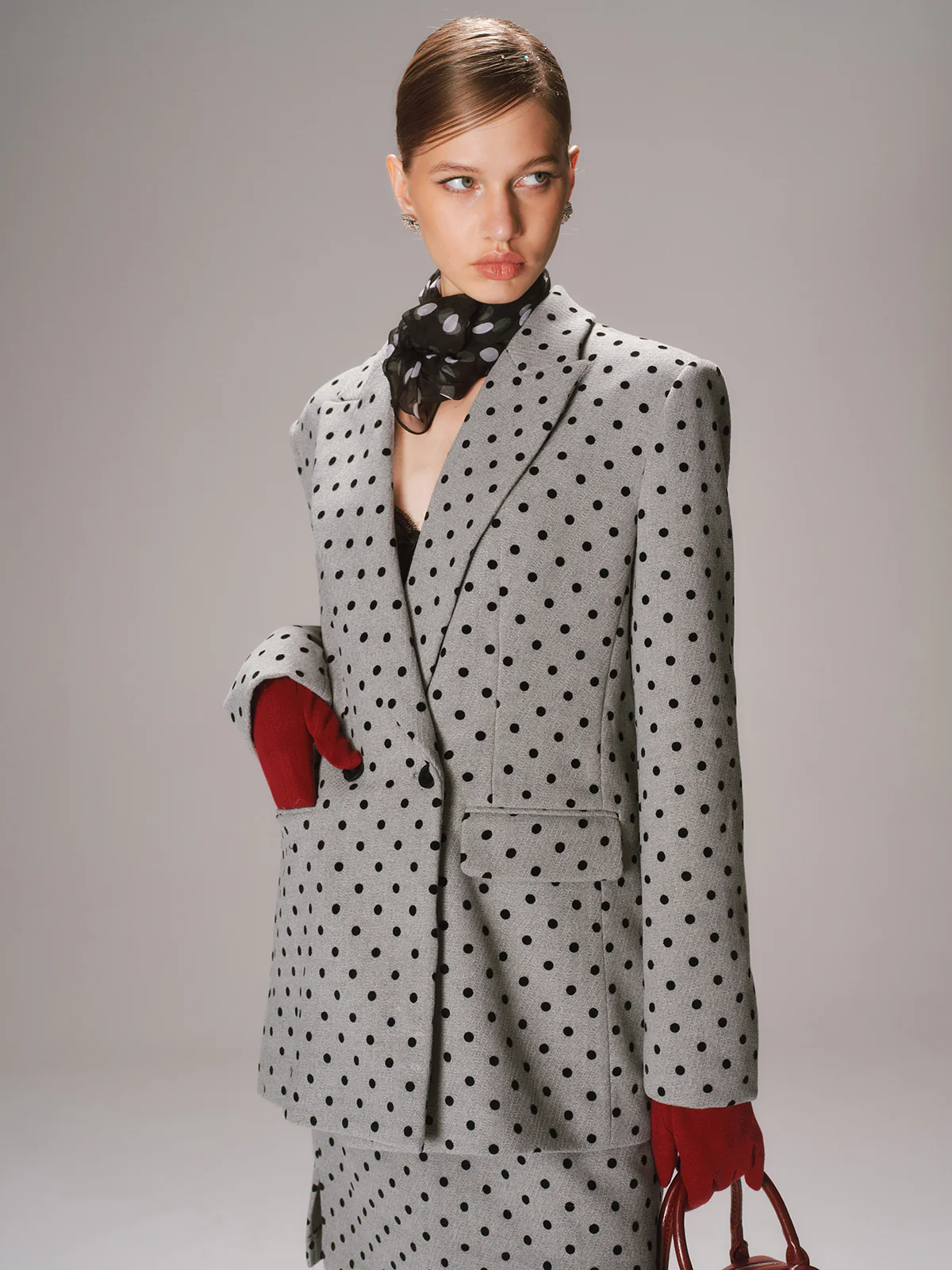 Polka Dot Double-Breasted Blazer - Image 4
