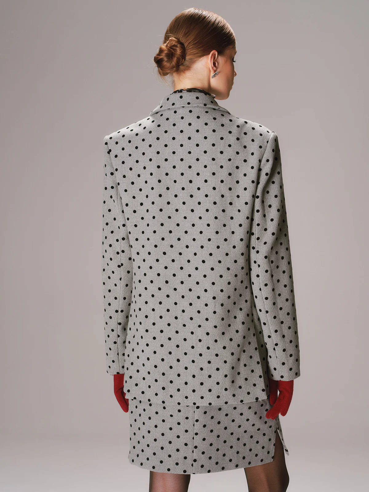 Polka Dot Double-Breasted Blazer - Image 6