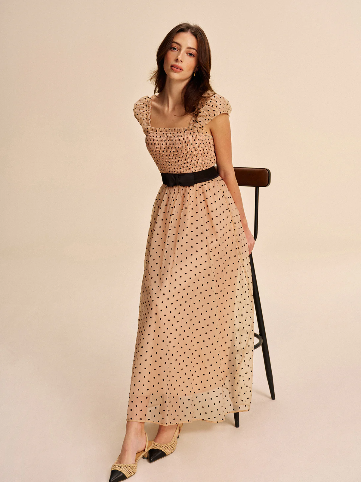Polka Dot Dress With Removable Belt - Image 2