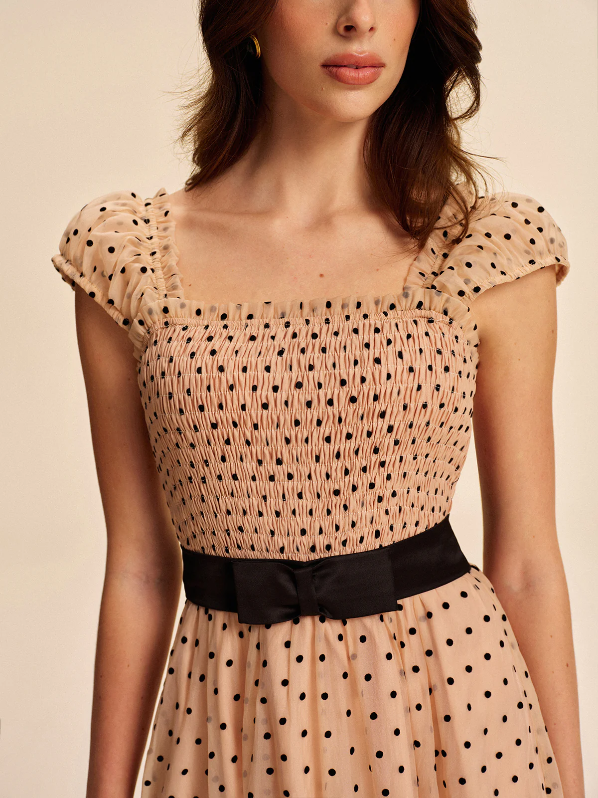 Polka Dot Dress With Removable Belt - Image 3