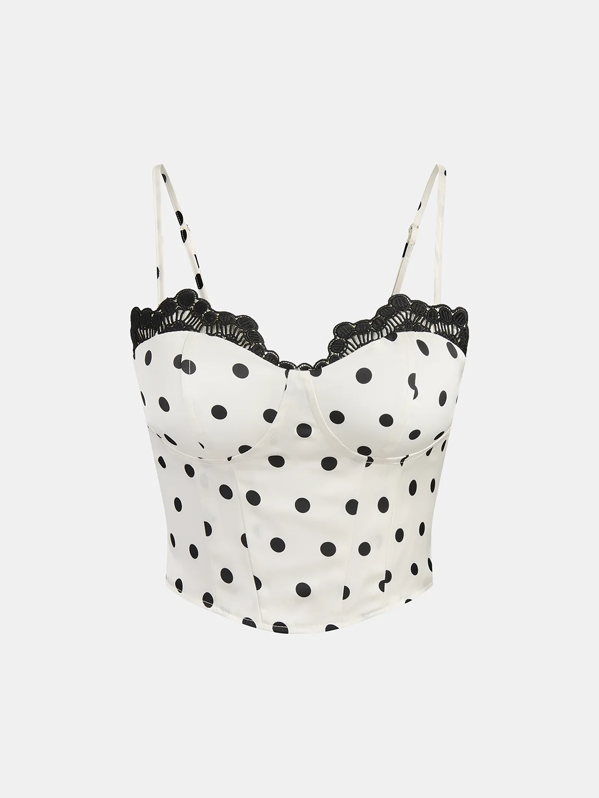 Polka Dot Lace Trim Cami Top & Skirt Sets - Image 2