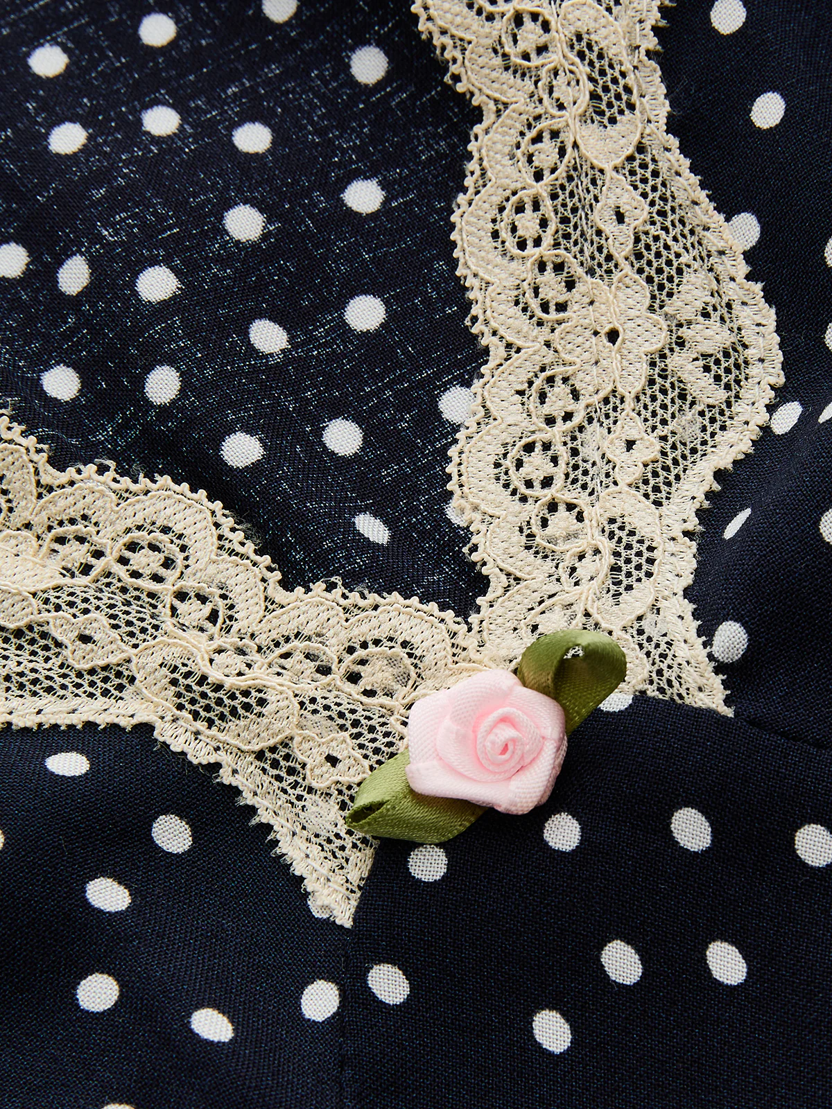 Polka Dot Lace-Trim Dress - Image 9