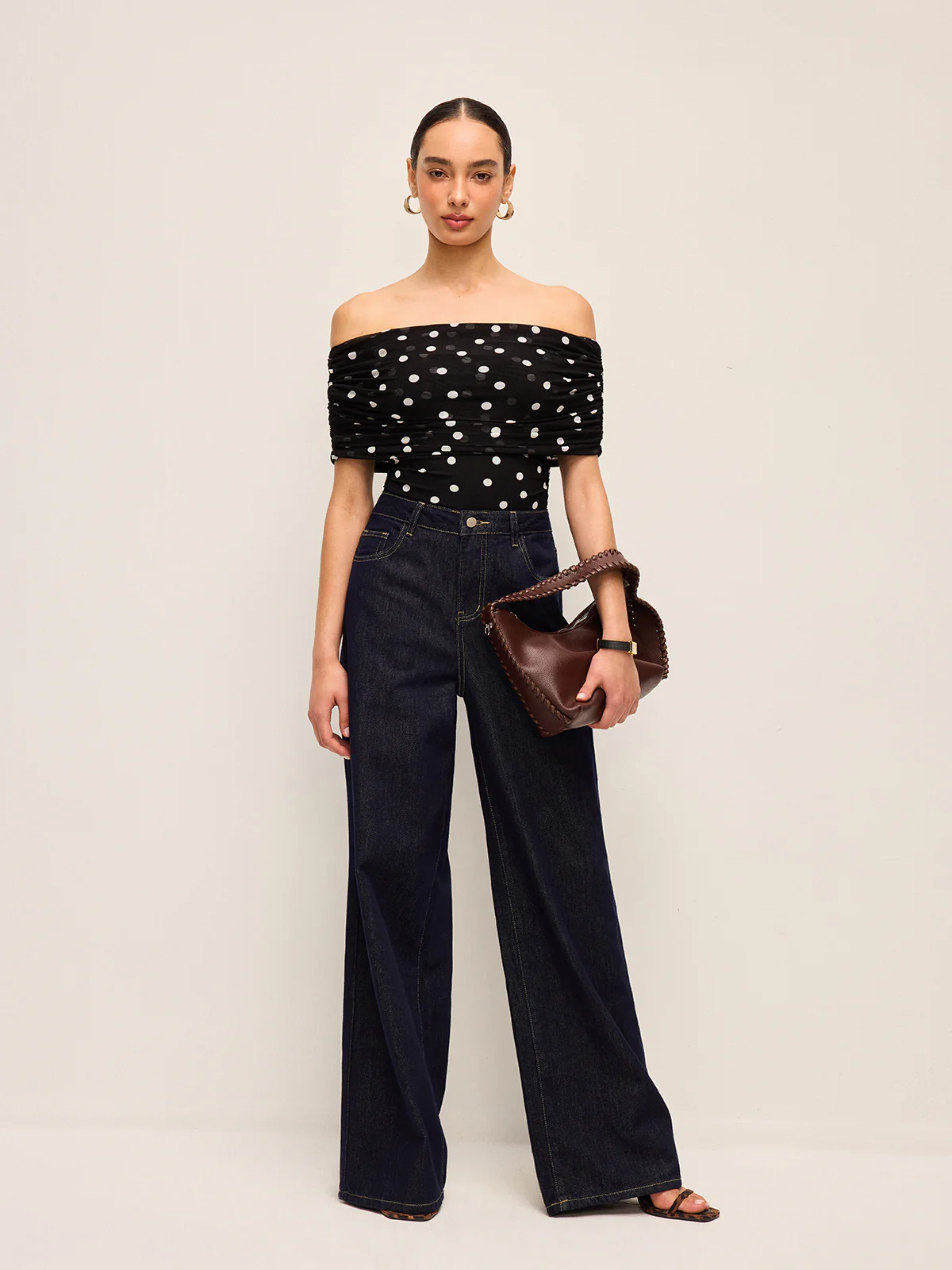 Polka Dot Off-Shoulder Bodysuit - Image 3