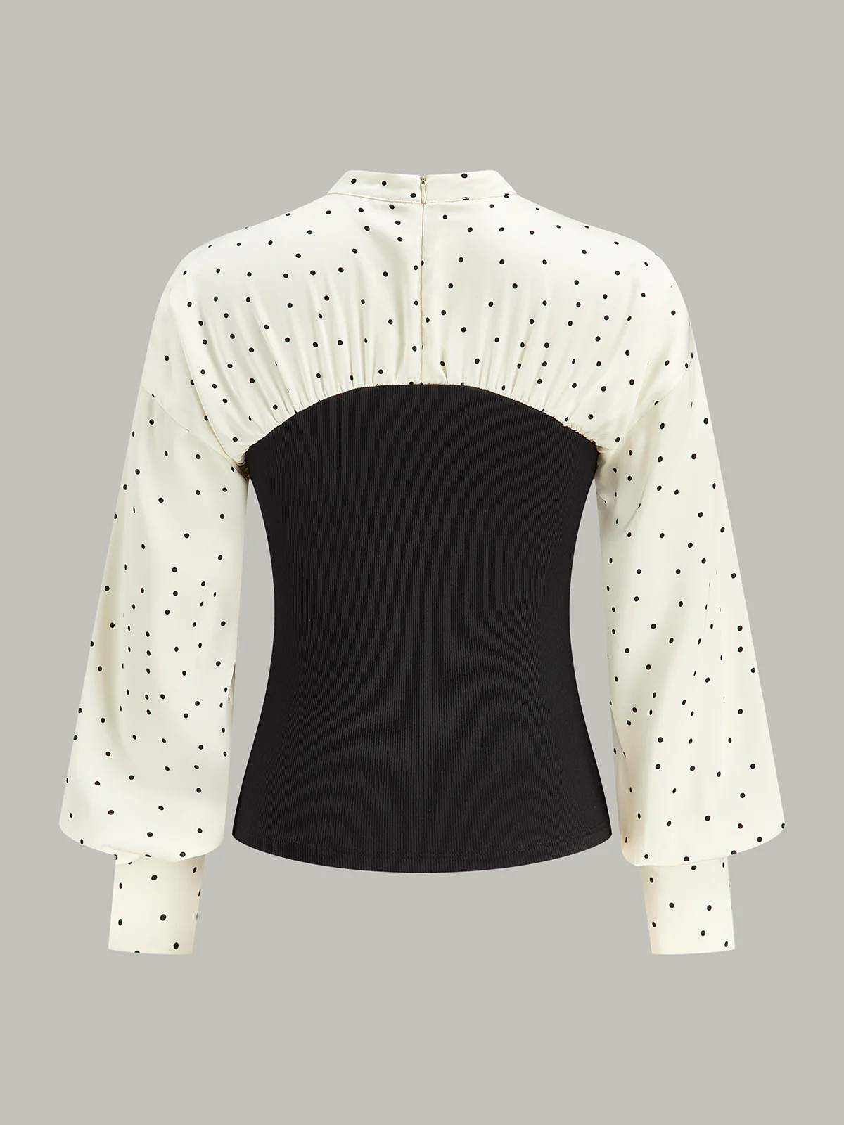 Polka Dot Panel Mock Neck Top - Image 2