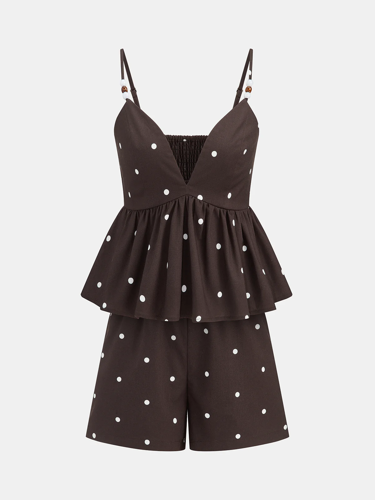 Polka Dot Peplum Cami Top & Shorts Set - Image 2