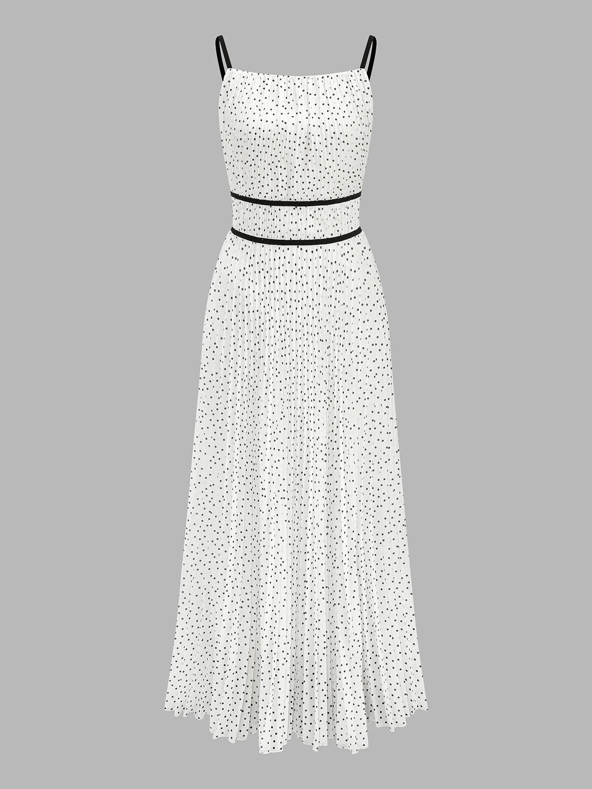 Polka Dot Pleated Cami Maxi Dress - Image 2