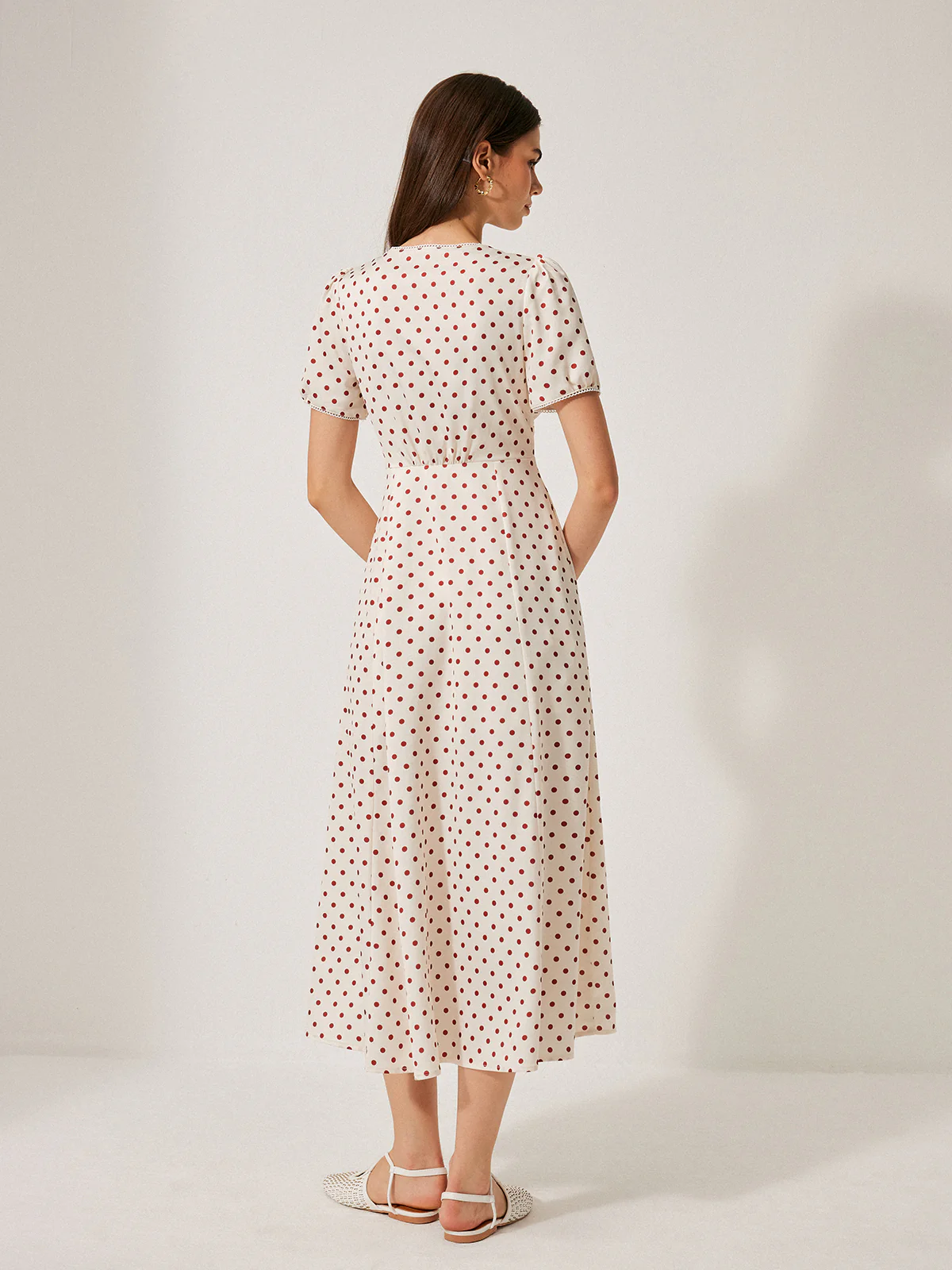 Polka Dot Puff Sleeve Dress - Image 7