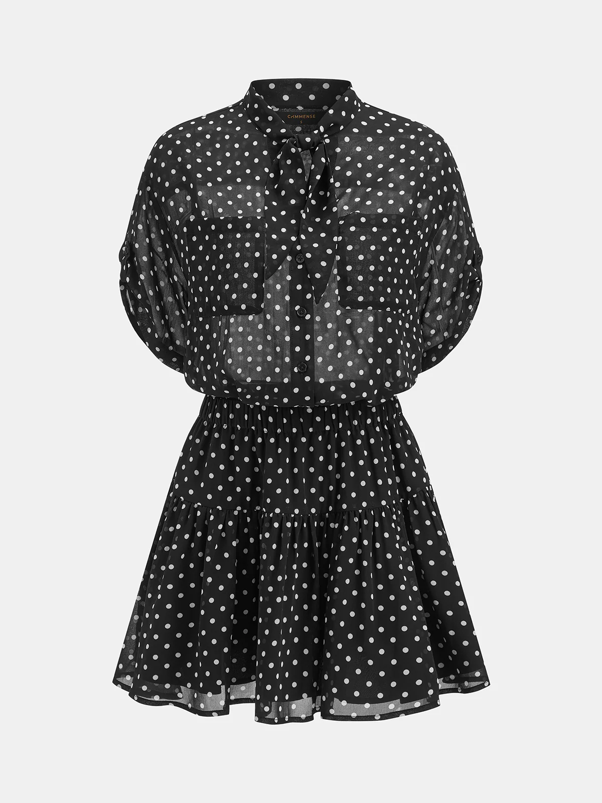 Polka Dot Sheer Shirt & Mini Skirt Set - Image 2