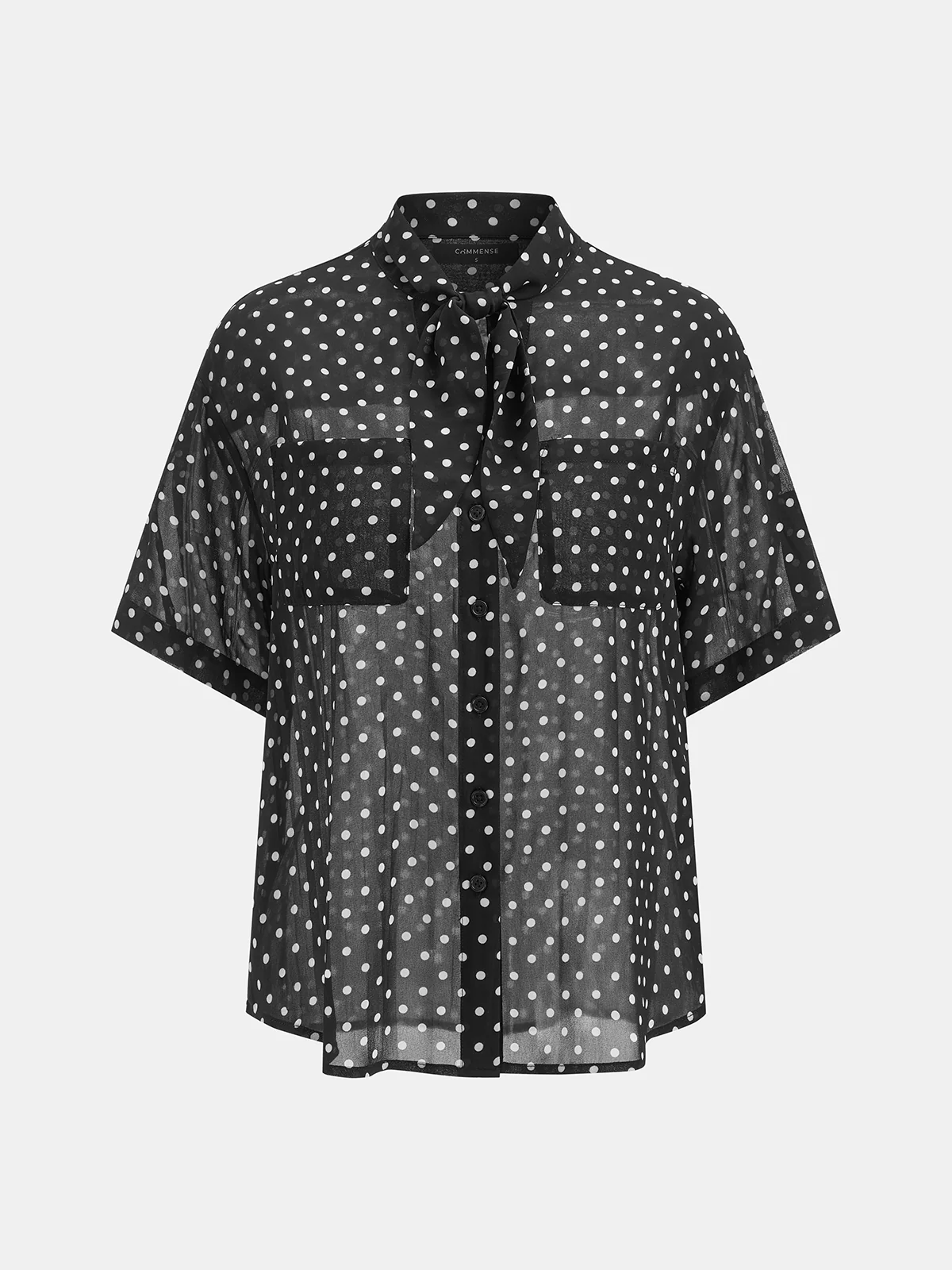 Polka Dot Sheer Shirt & Mini Skirt Set - Image 3