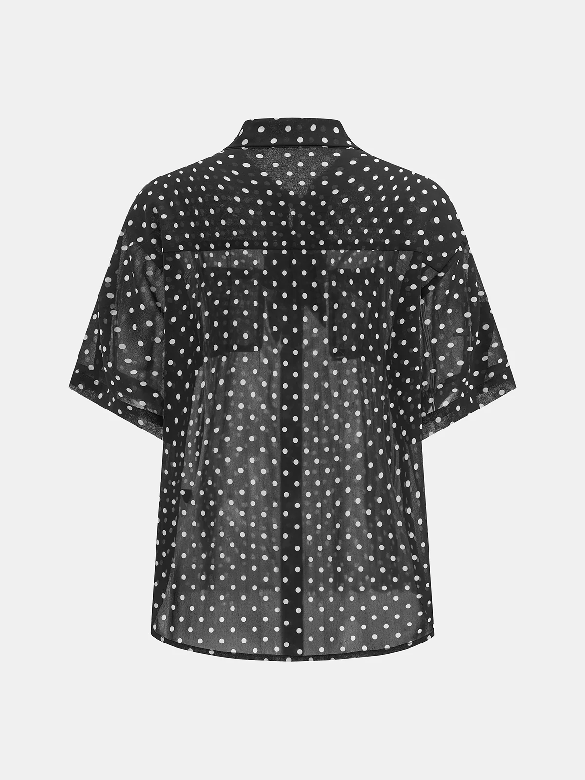 Polka Dot Sheer Shirt & Mini Skirt Set - Image 4