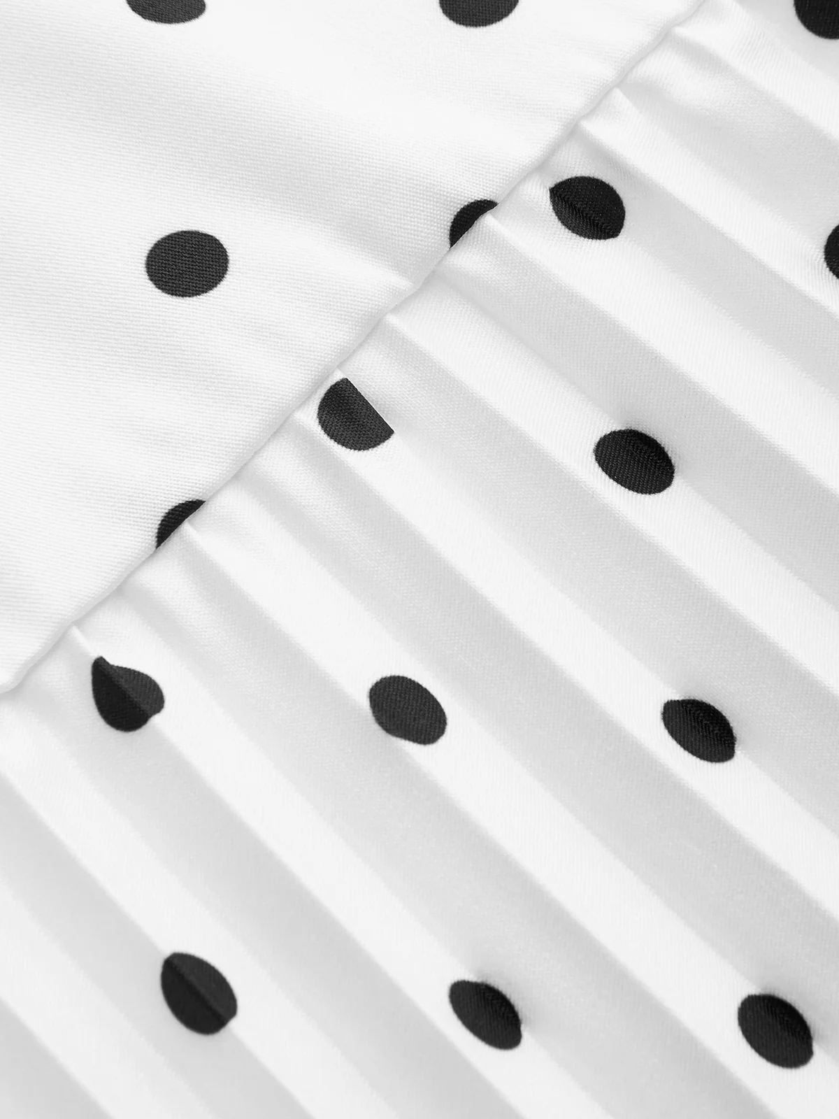 Polka Dot Sleeveless Pleated Dress with Neck Tie - Image 5