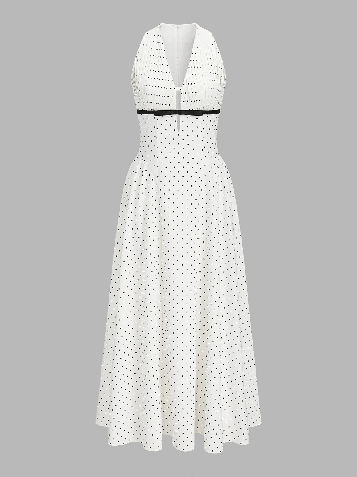 Polka Dot Sleeveless Pleated Maxi Dress - Image 2