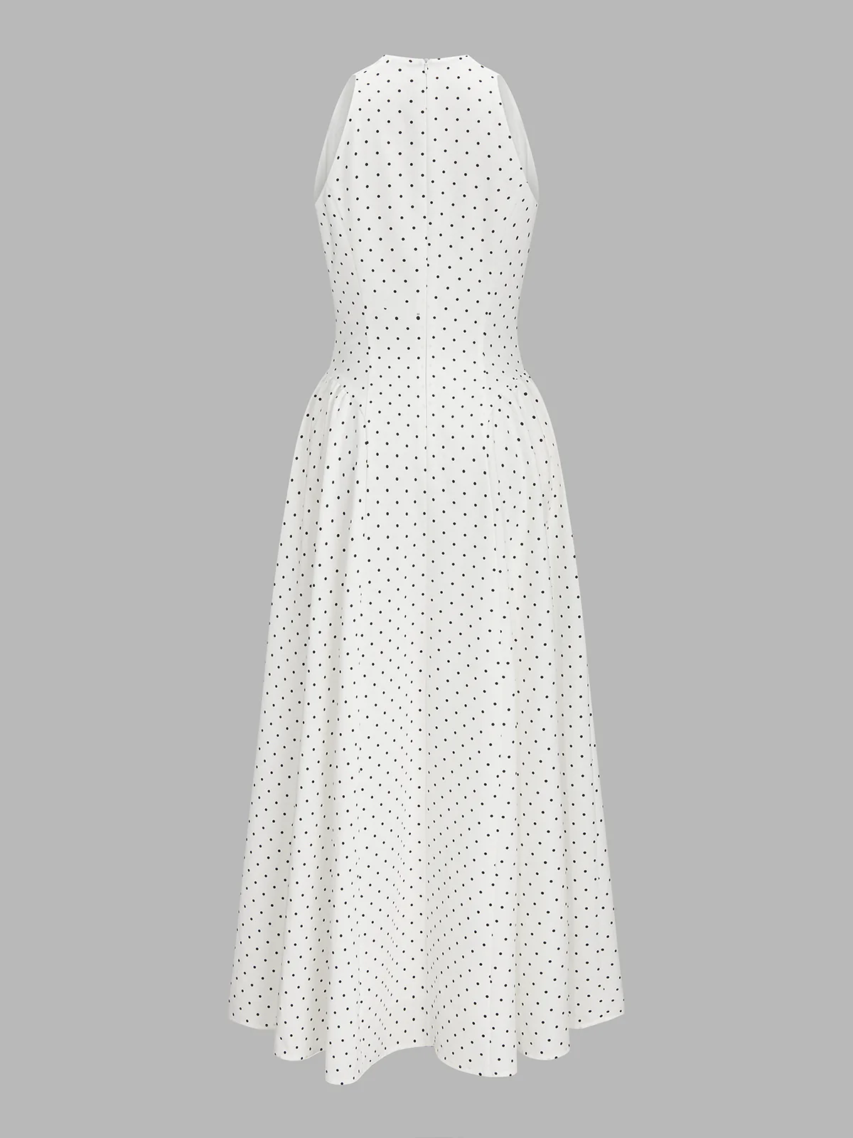 Polka Dot Sleeveless Pleated Maxi Dress - Image 3