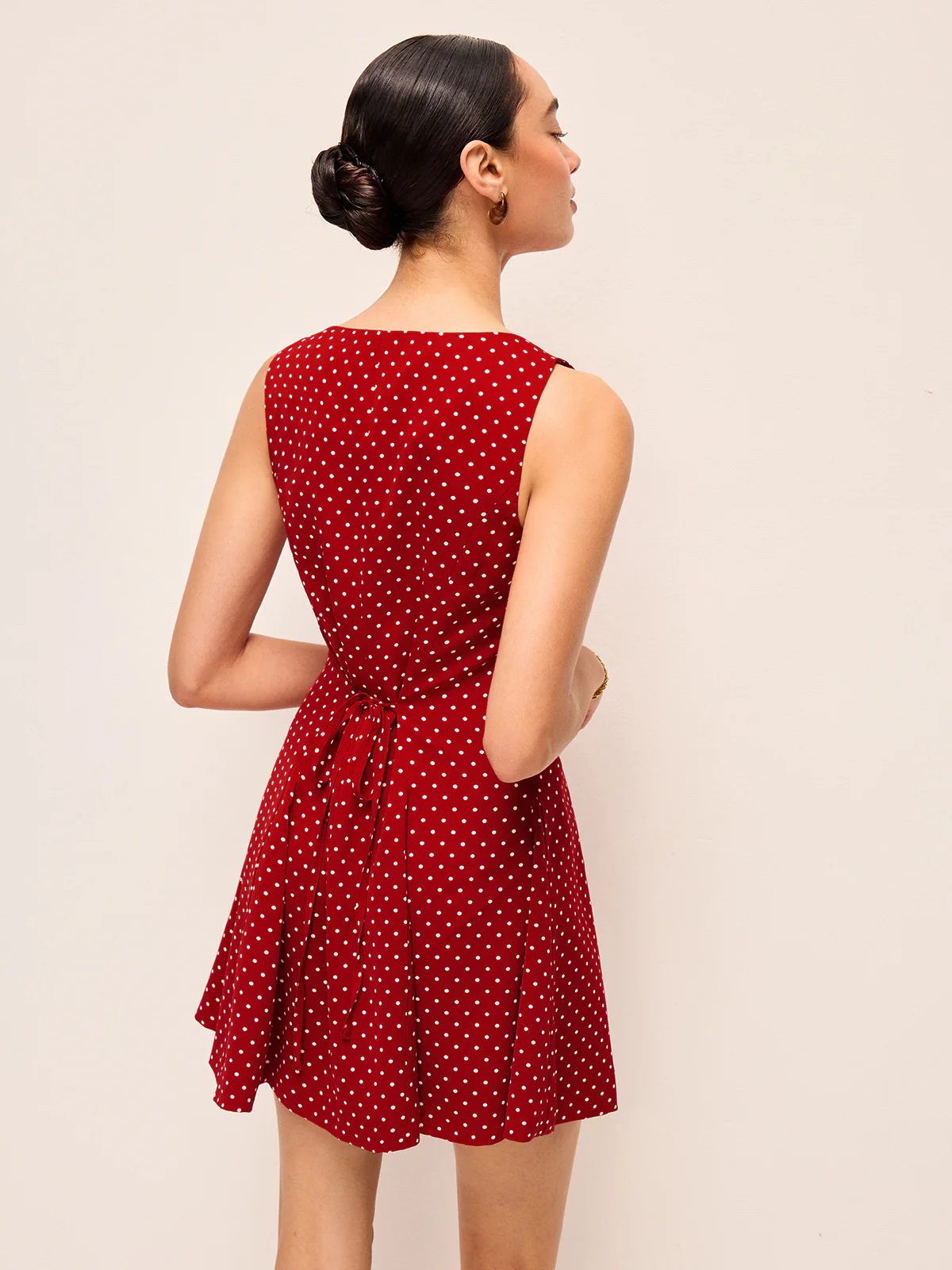 Polka-Dot Sleeveless Tie-Back Dress - Image 3