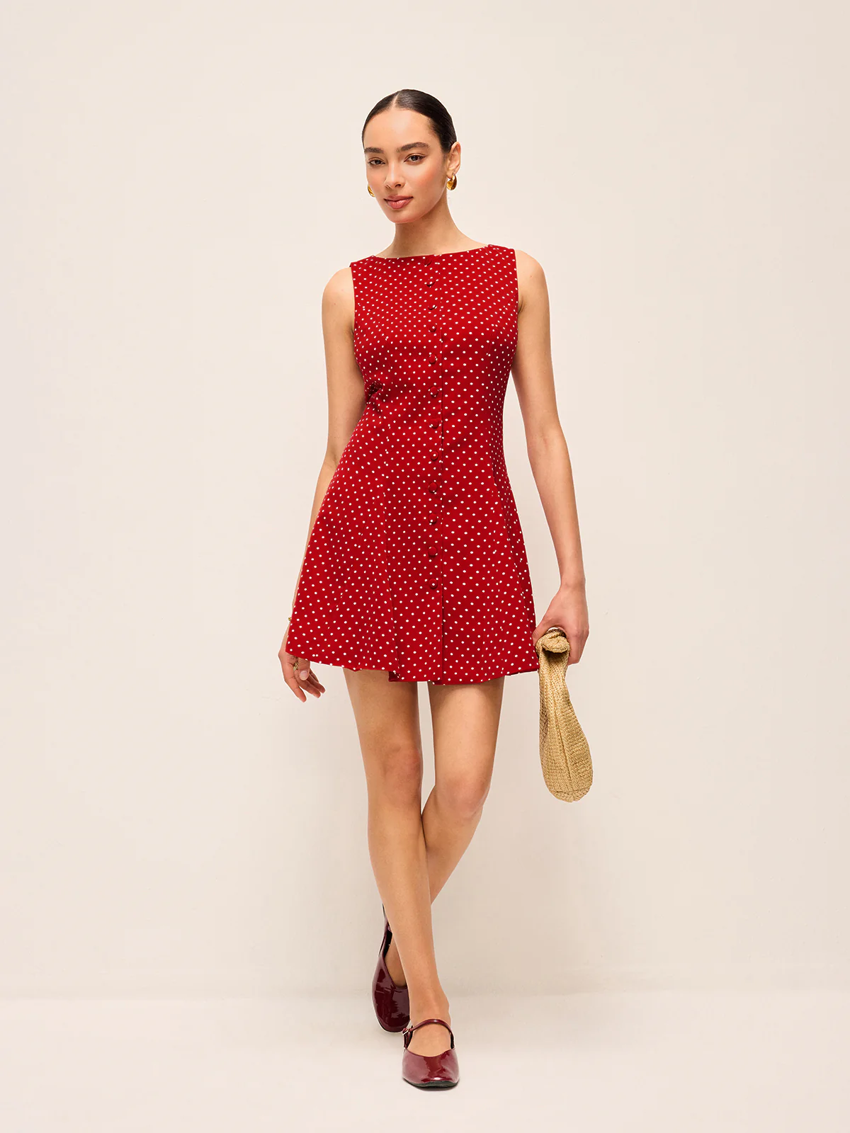 Polka-Dot Sleeveless Tie-Back Dress - Image 6