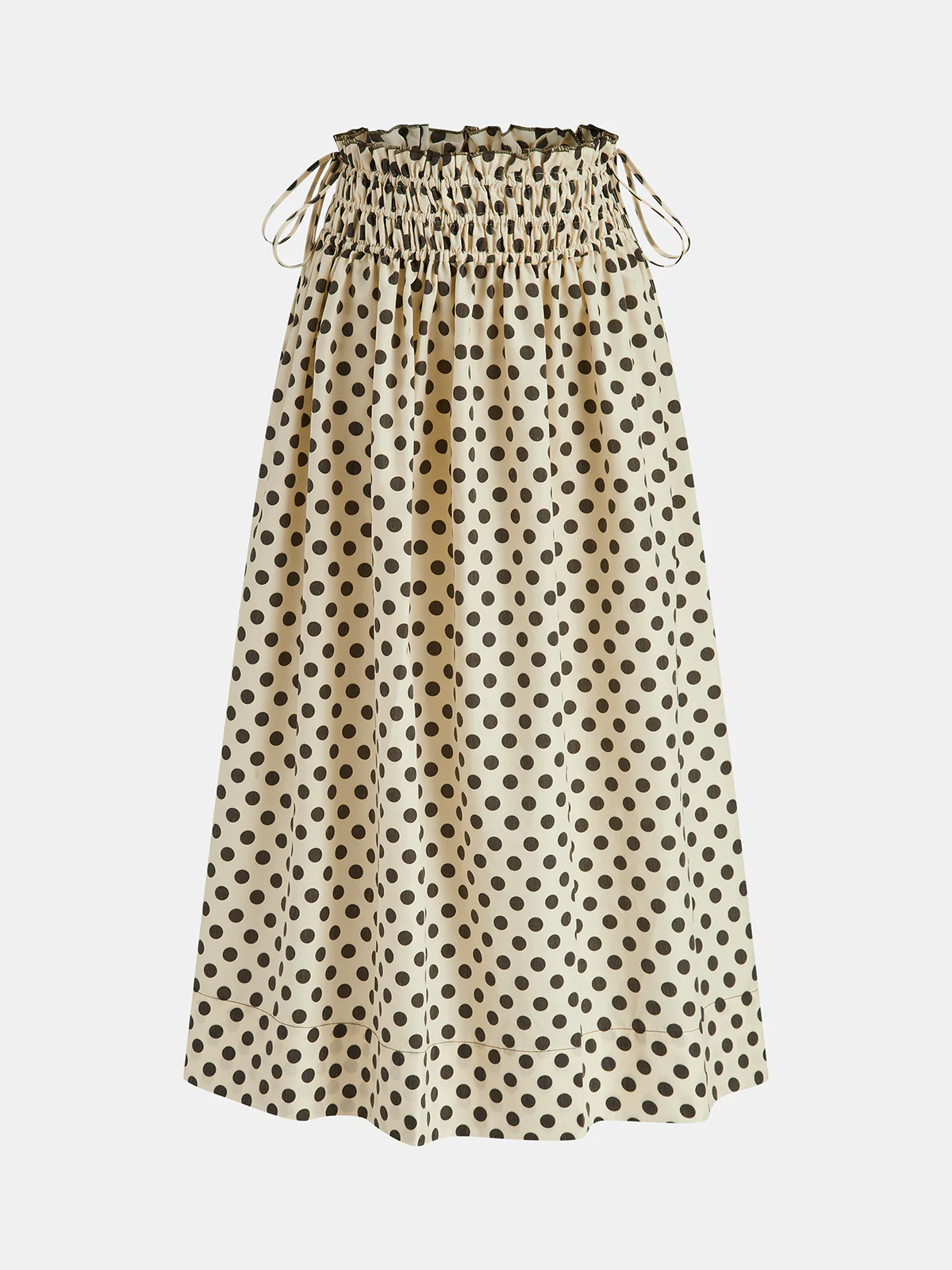 Polka Dot Smocked Waist Midi Skirt