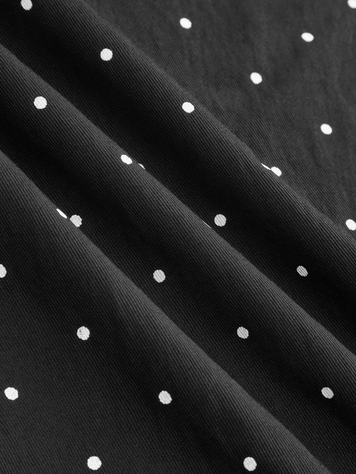 Polka Dot Tie Neck Top & Wide Leg Pants Set - Image 6
