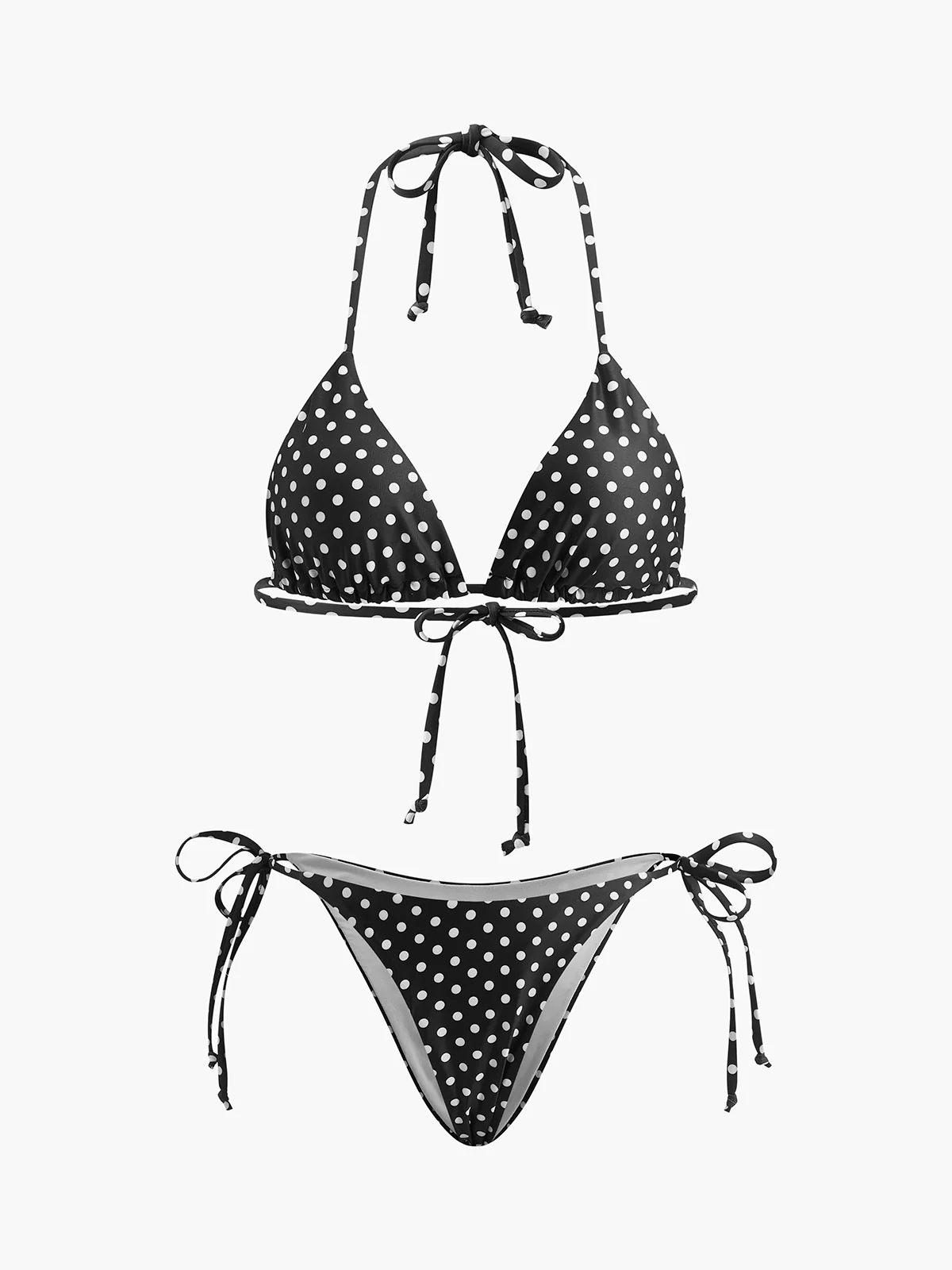 Polka Dot Tied Bikini Set - Image 2