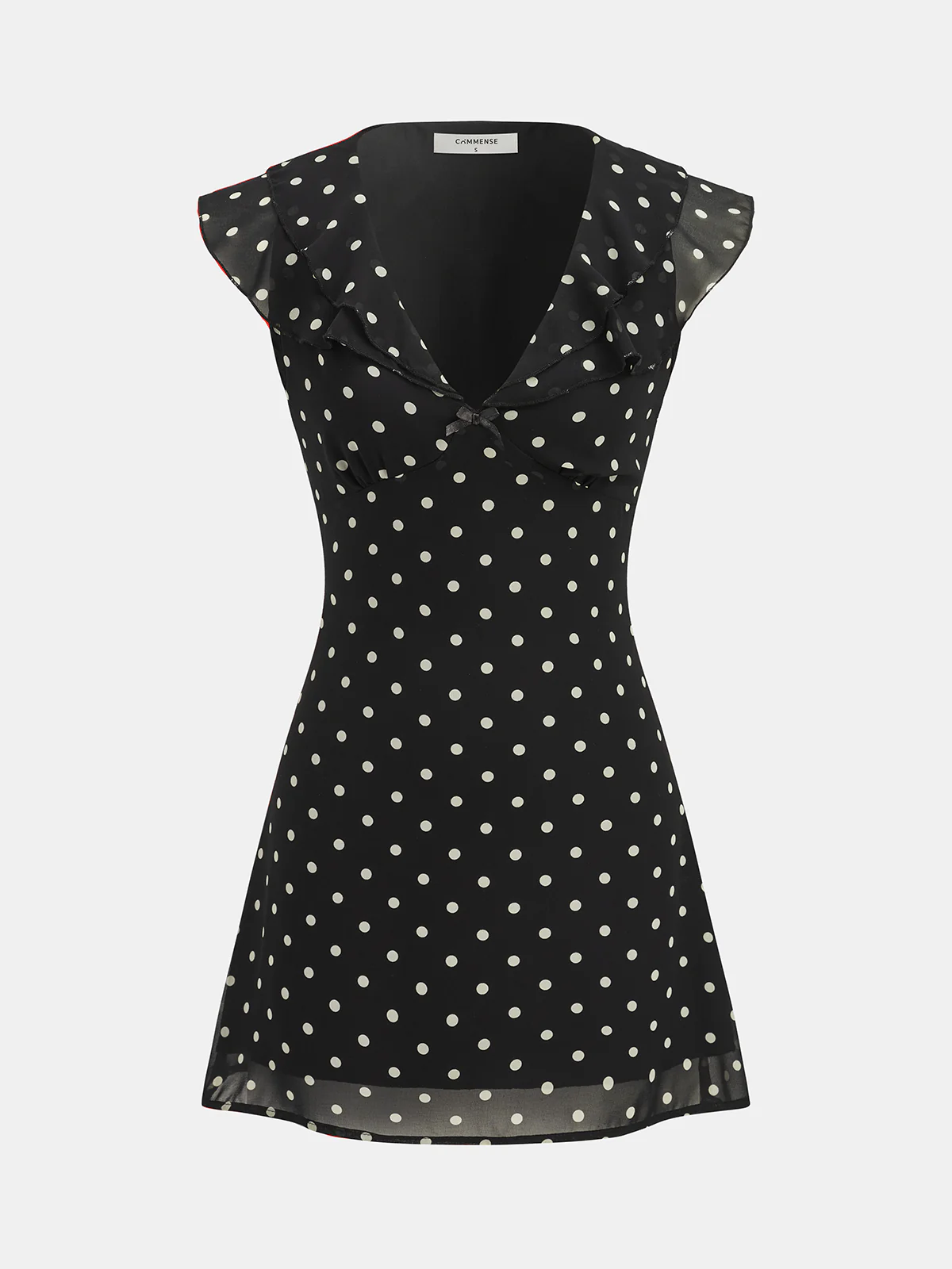 Polka Dot V-Neck Ruffle Dress