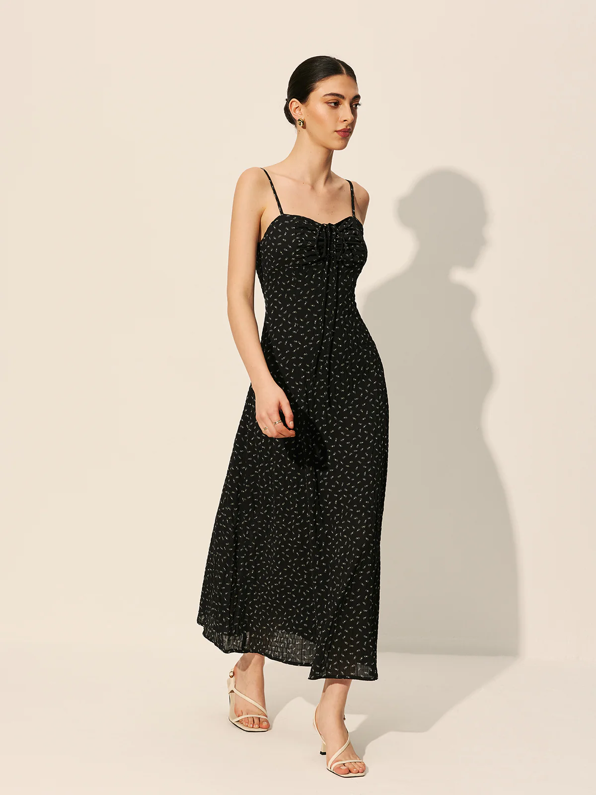 Polka Dot Zipper Drawstring Dress - Image 6