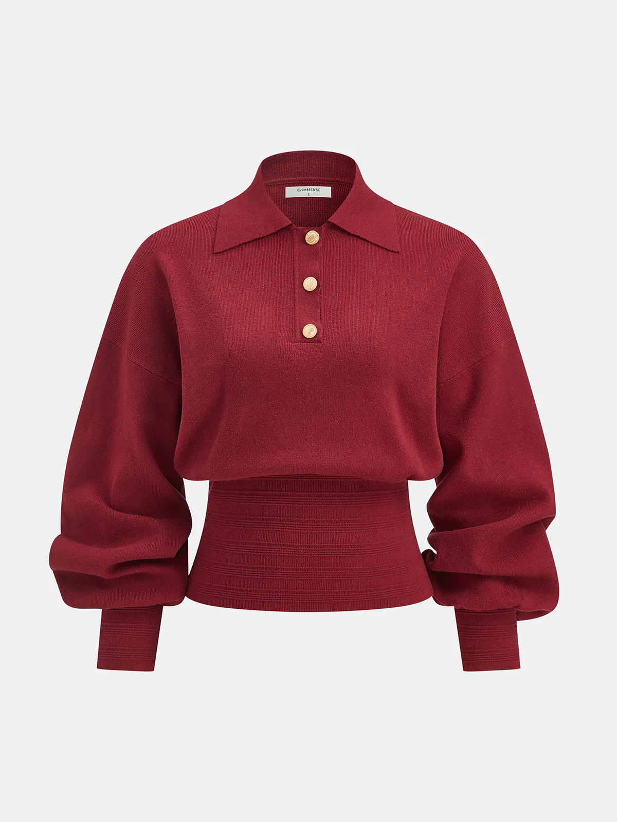 Polo Collar Buttoned Knit Sweater