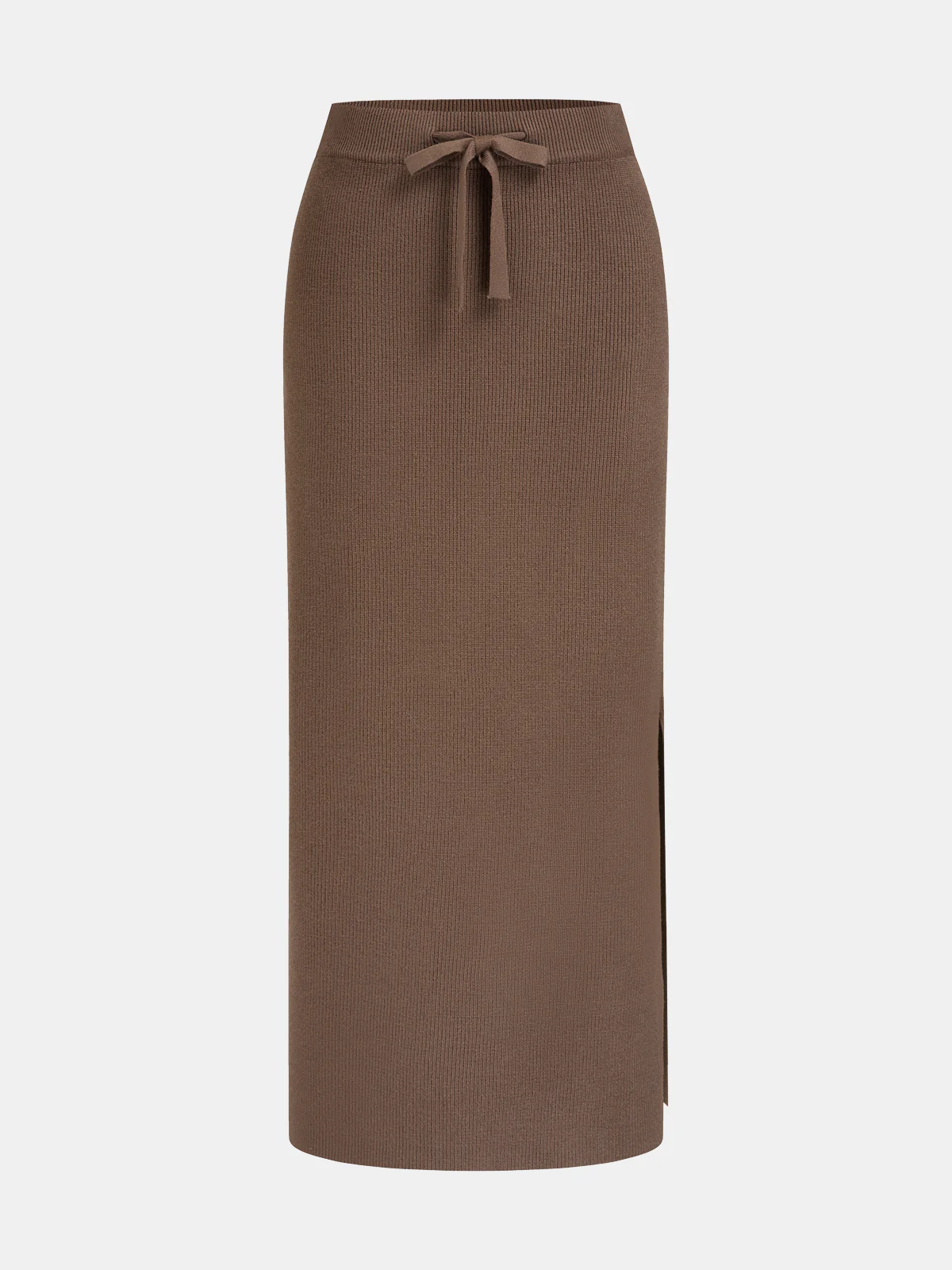 Polo-Neck Knit Top & Tie-Waist Midi Skirt Set - Image 4
