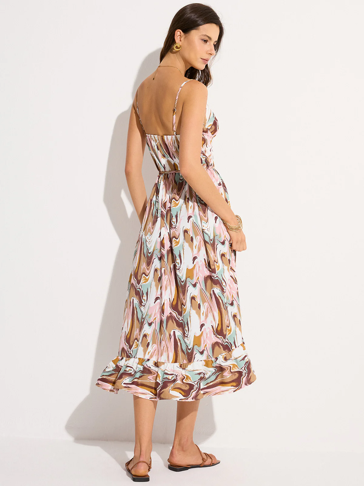 Print Backless Tie-Waist Midi Dress - Image 6