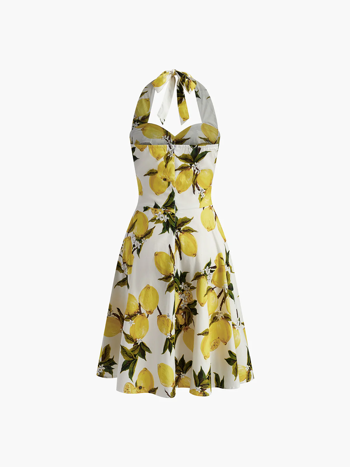 Print Cotton Halter Sweetheart Neck Dress - Image 3