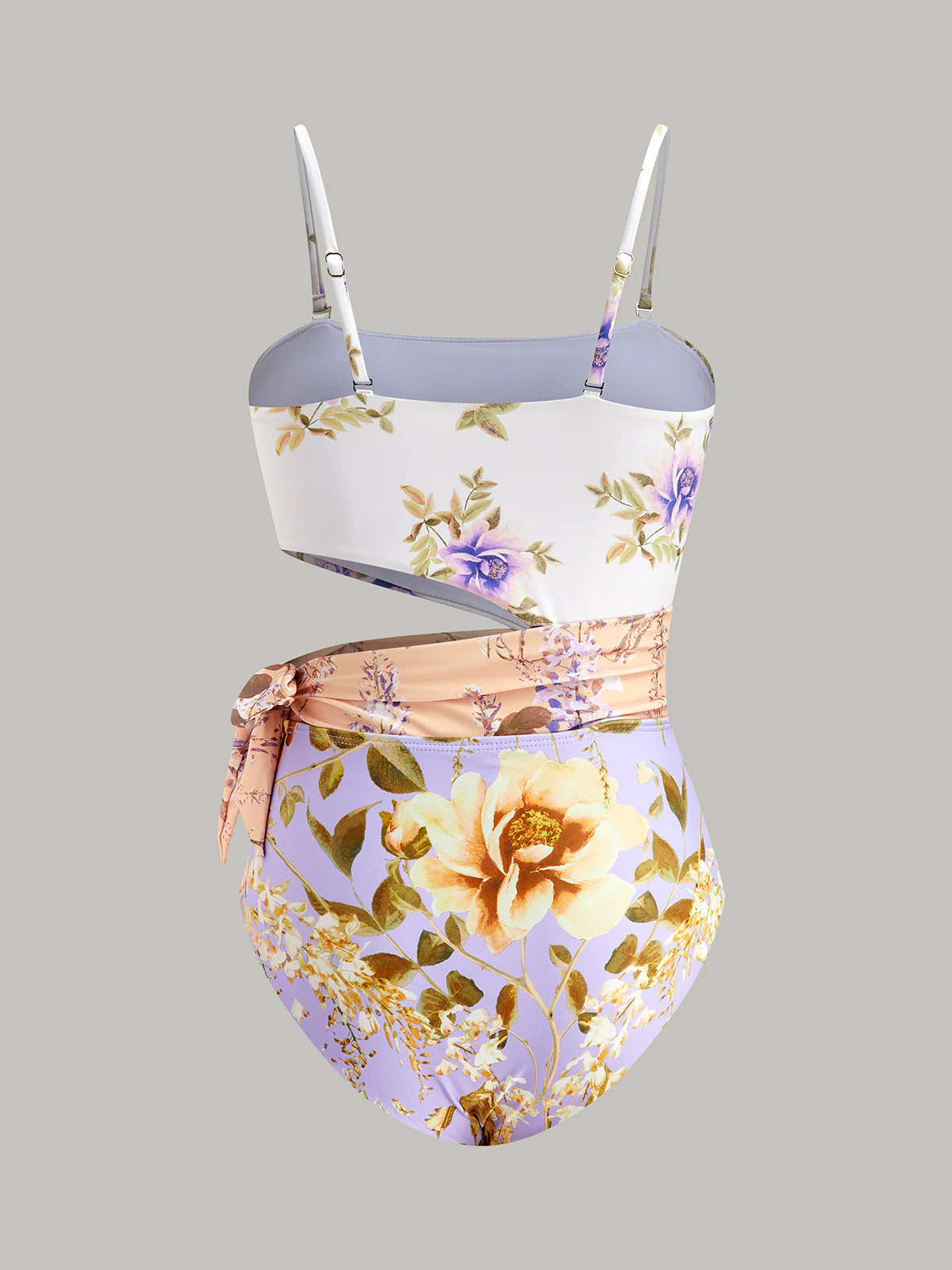 Print Cut-Out Bow Spaghetti Strap One-Piece Swimsuit - Image 3