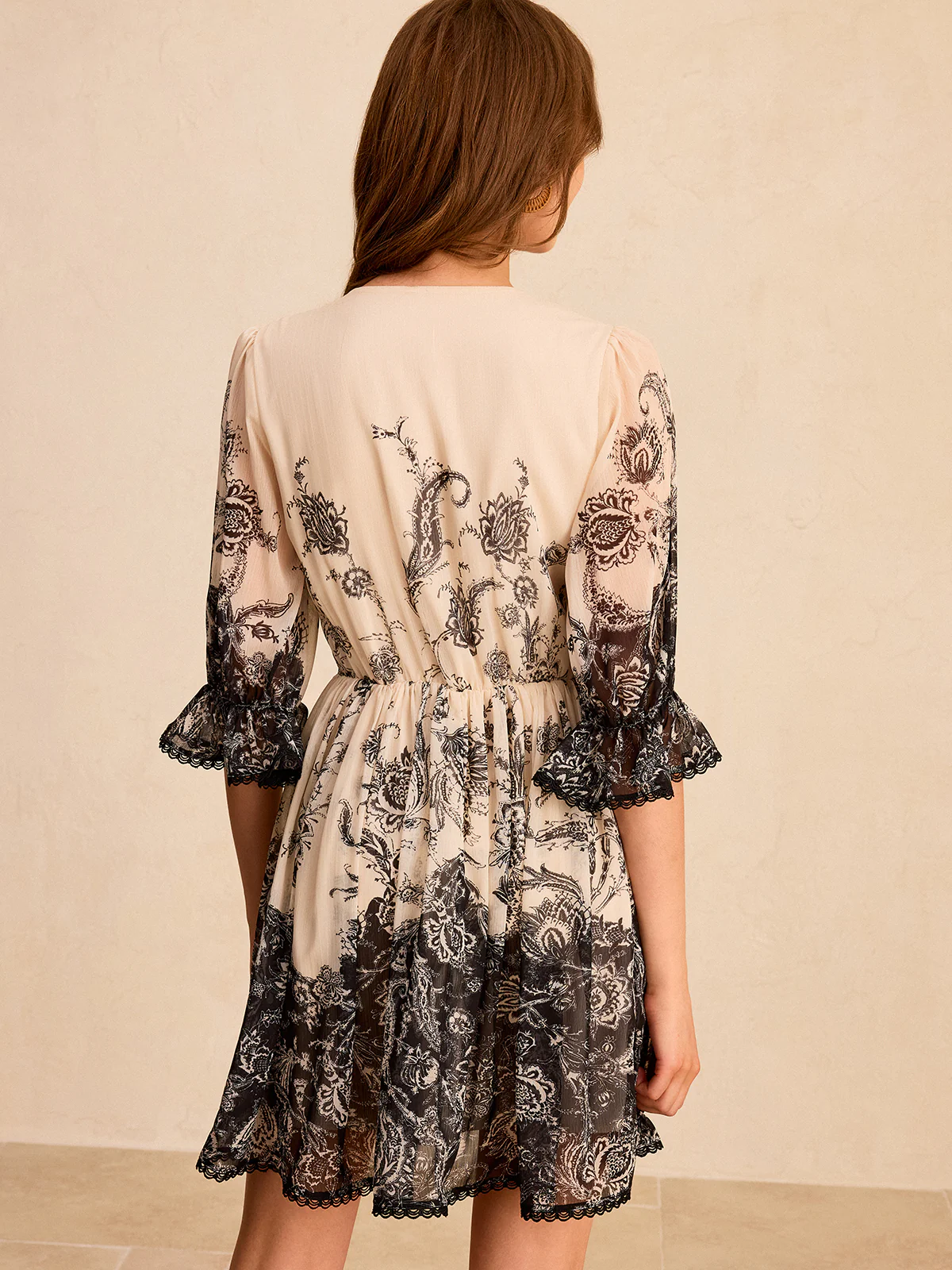 Print Deep V-Neck Mini Dress - Image 6