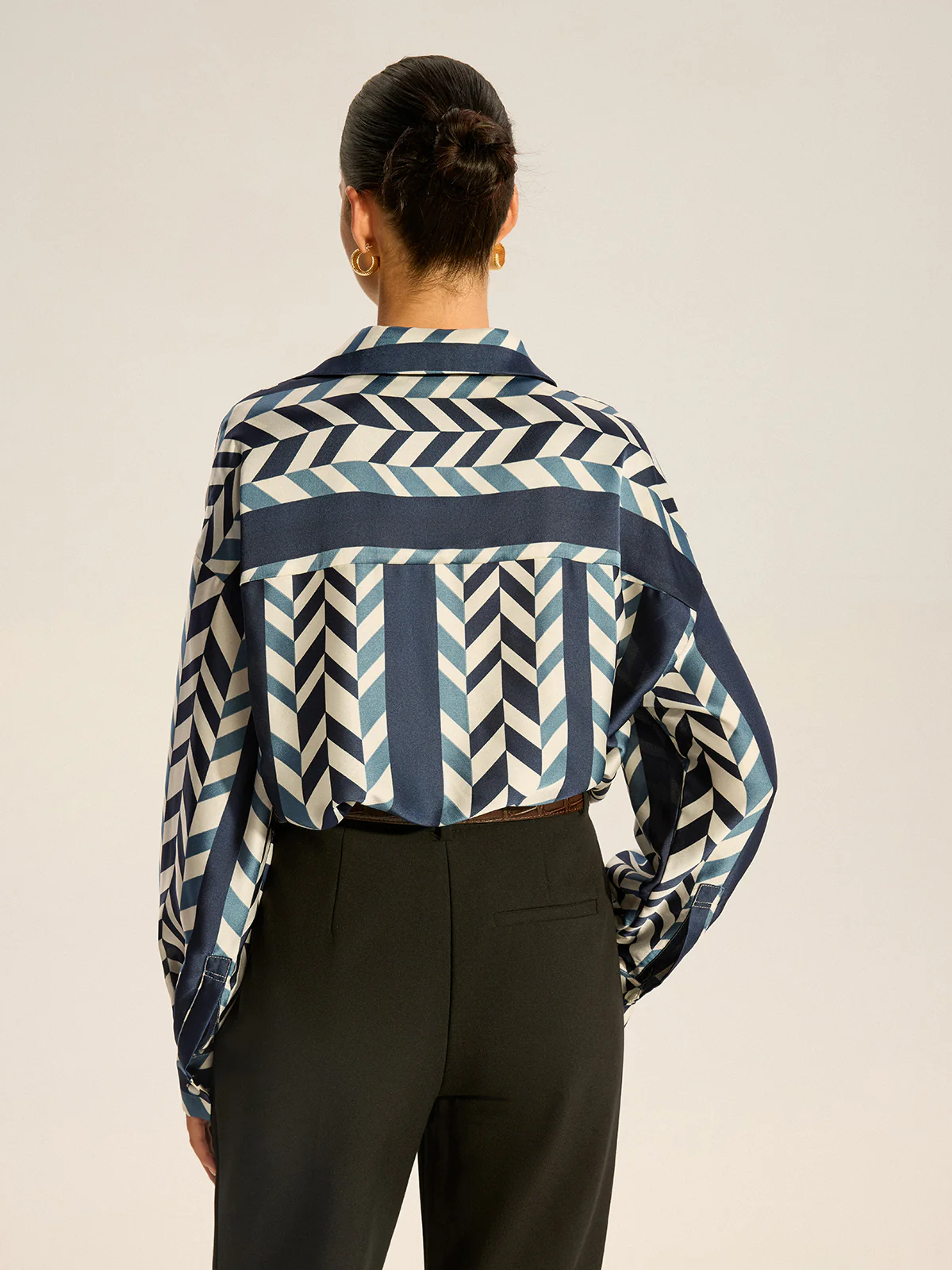 Print Oversized Satin Shirt - Image 6