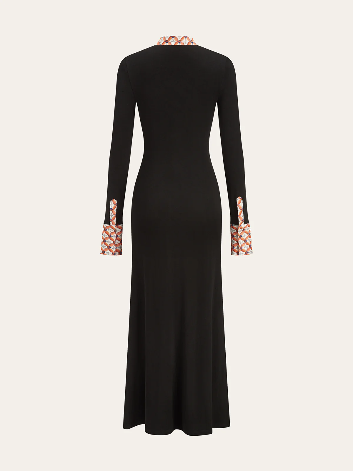 Print Trim Shirt Collar Maxi Dress - Image 3