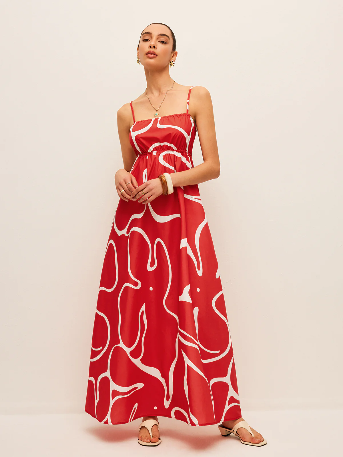 Printed Back Tie Detail Dress - Image 2