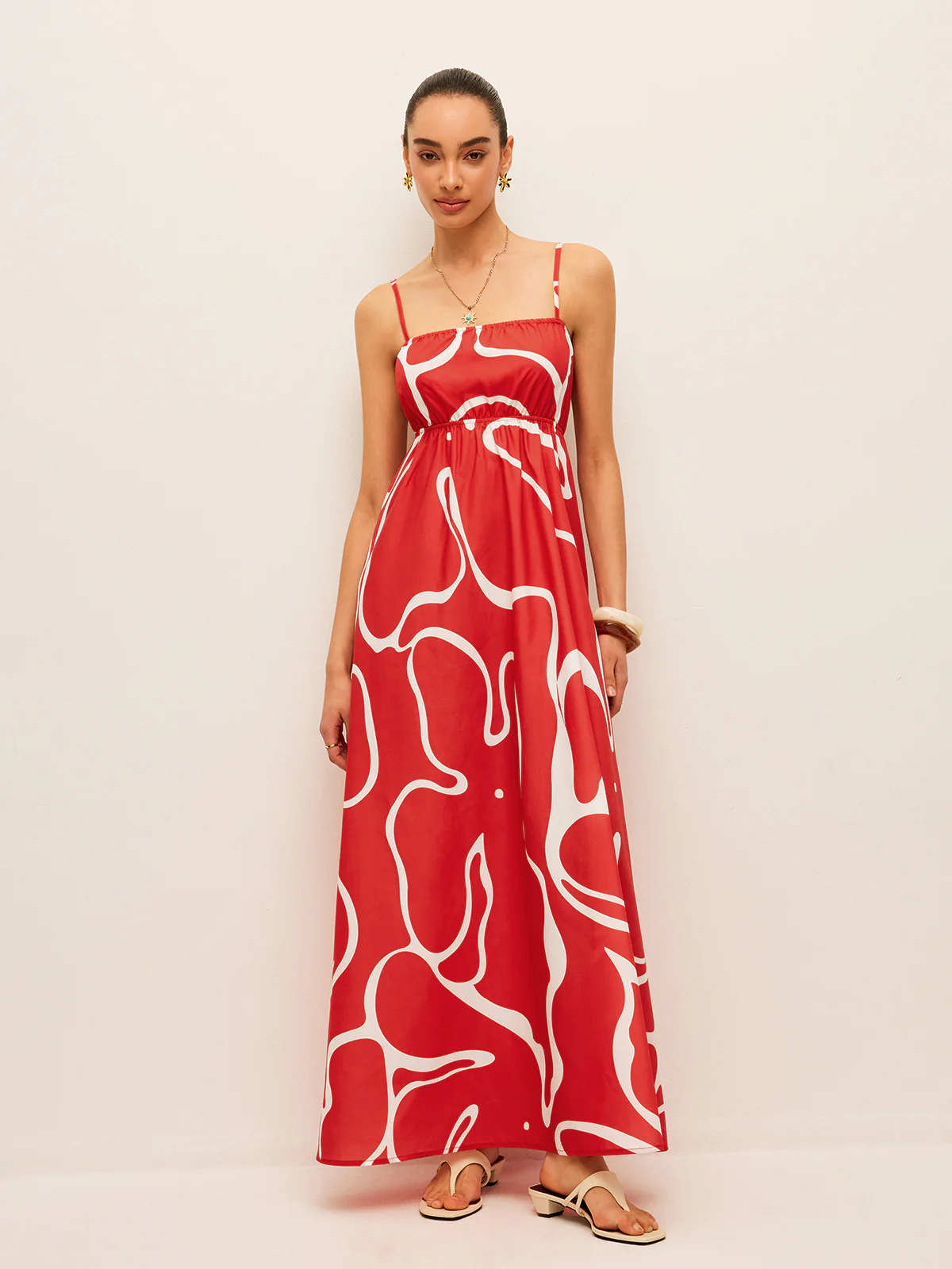 Printed Back Tie Detail Dress - Image 3