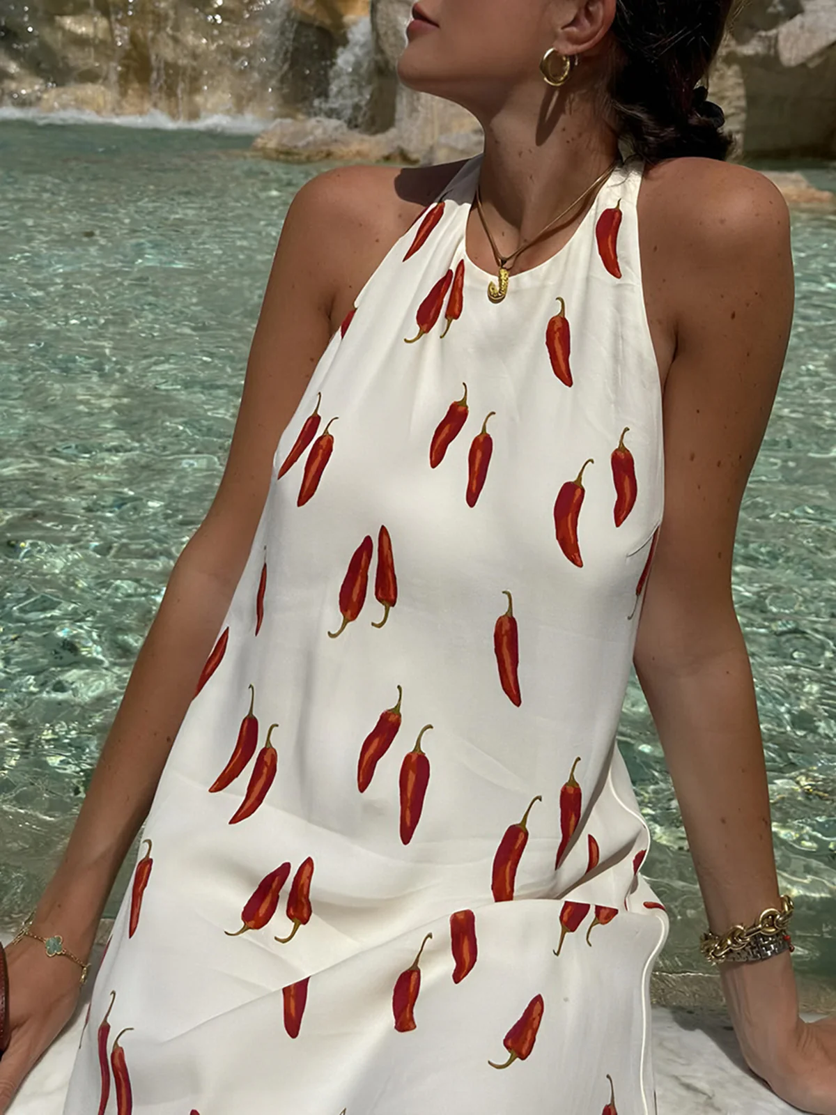 Printed Backless Short Dress - Image 5