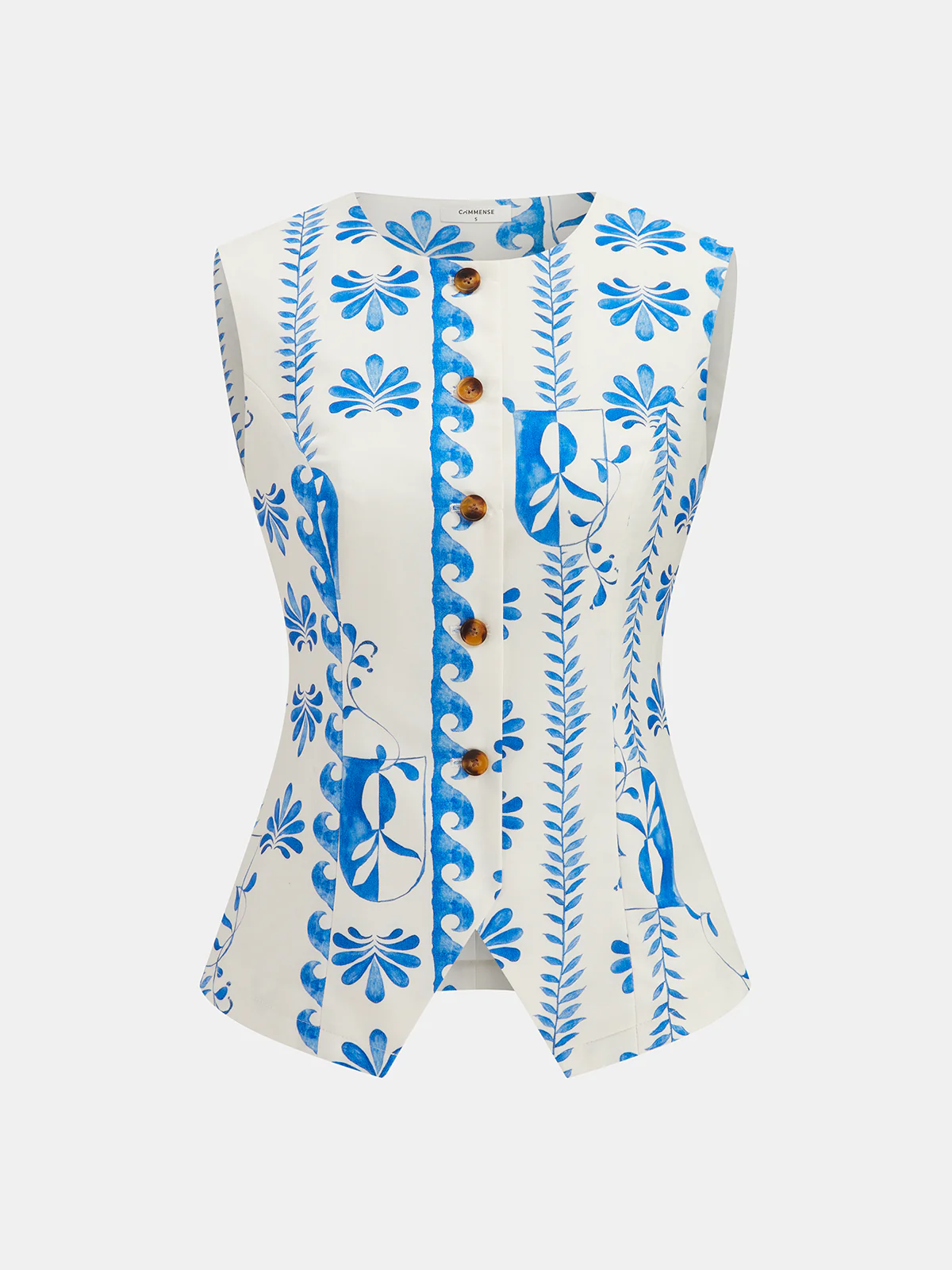 Printed Buttoned Vest & Maxi Skirt Set - Image 3