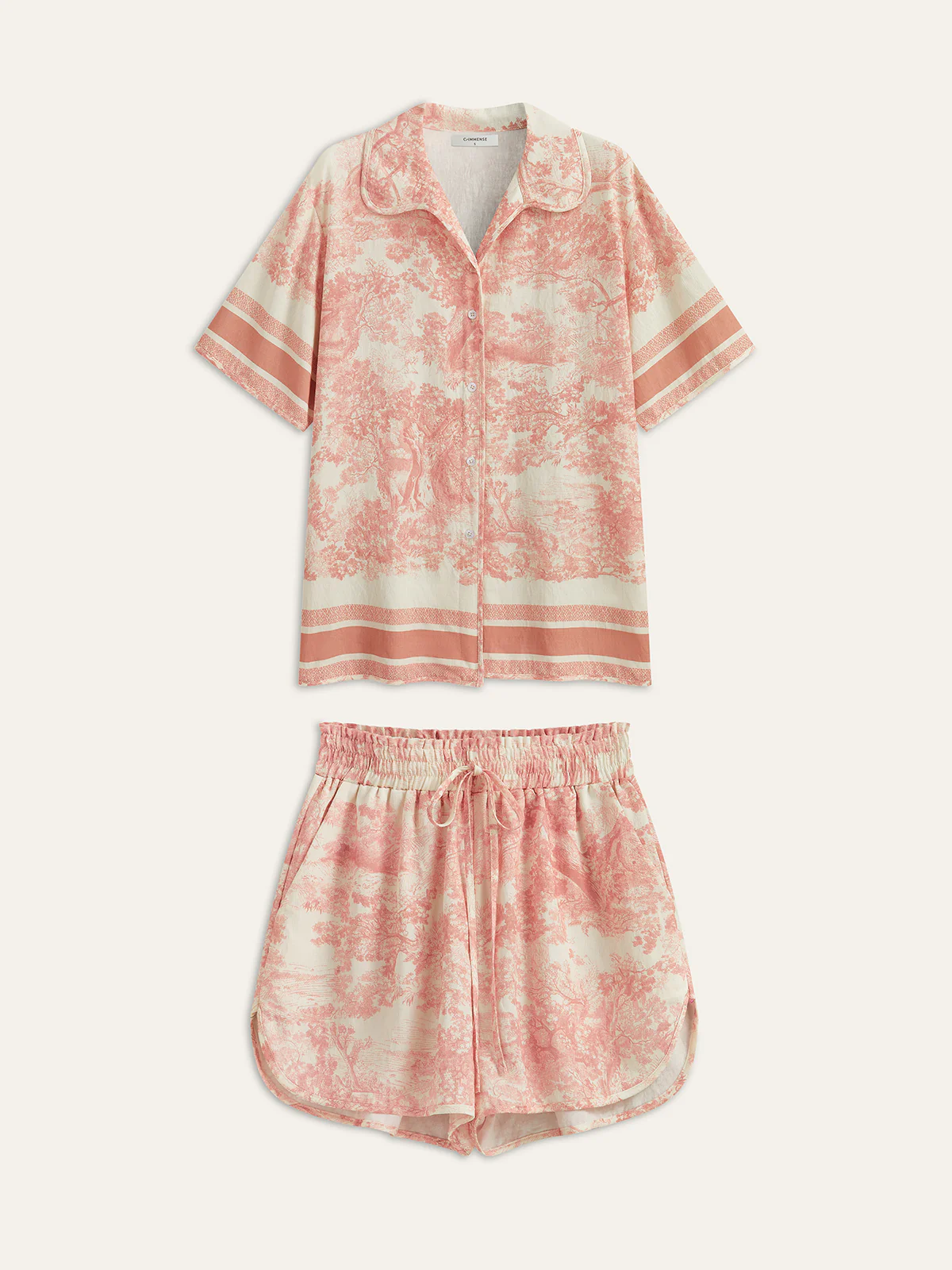 Printed Contrast Trim Shorts Set - Image 11