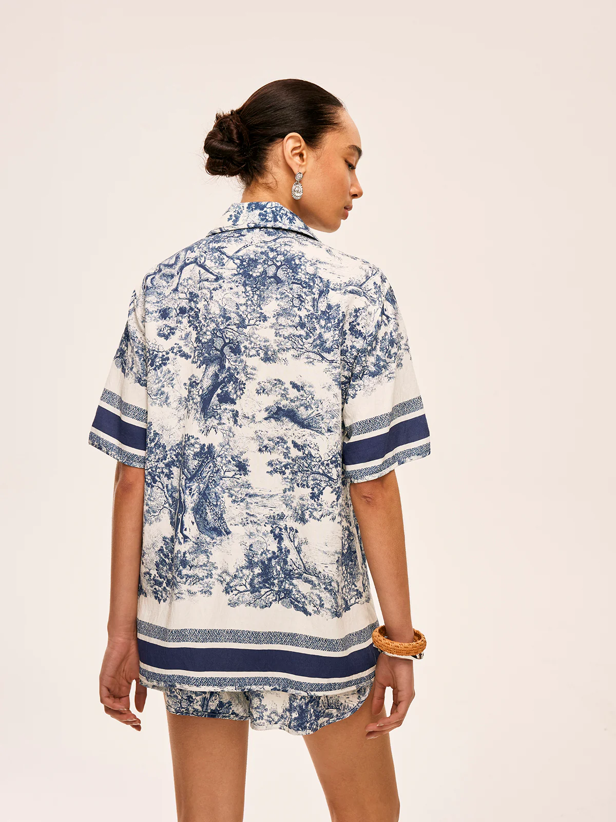 Printed Contrast Trim Shorts Set - Image 5