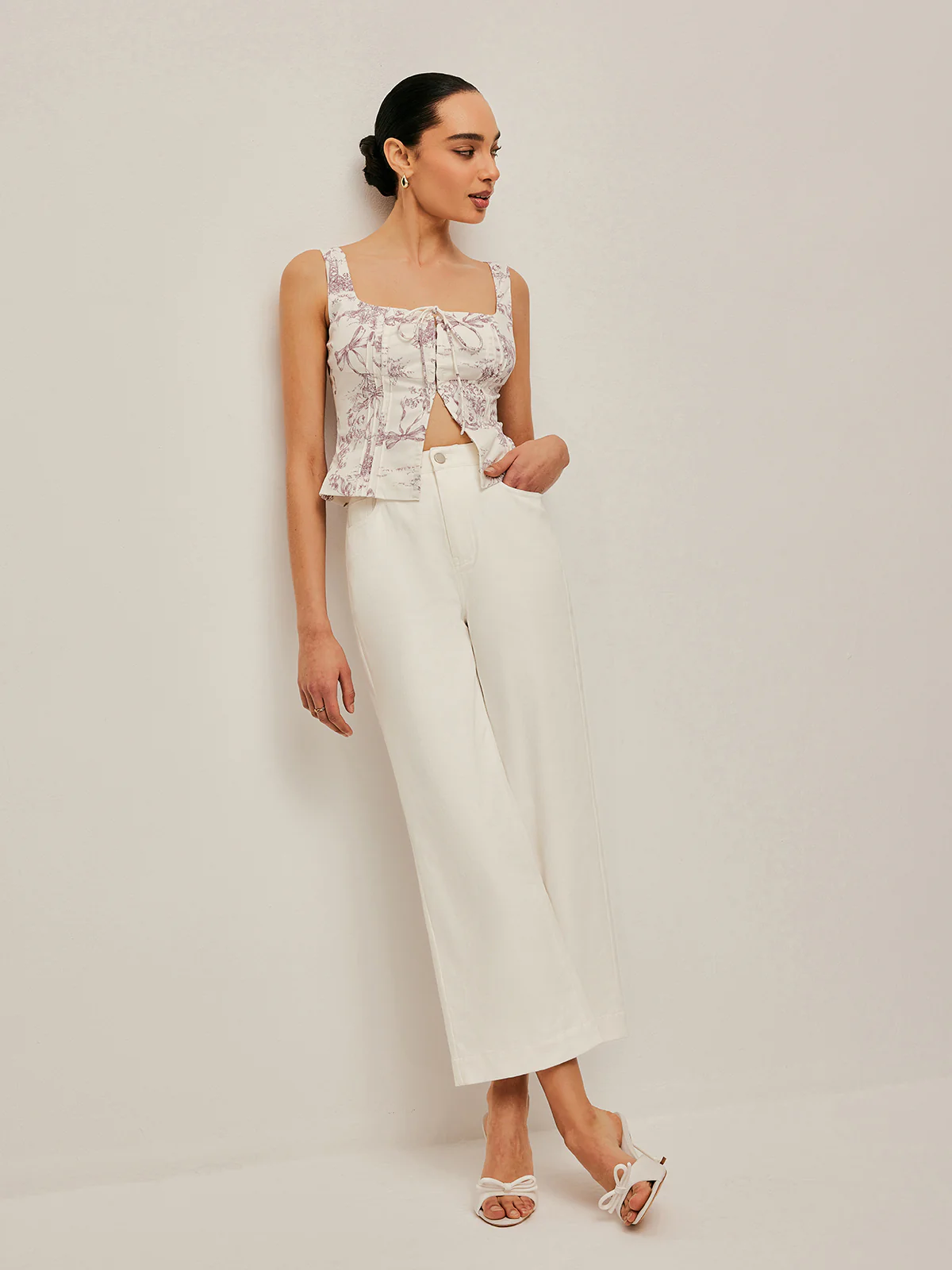 Printed Corset Top With Front Hook Closure - Image 7