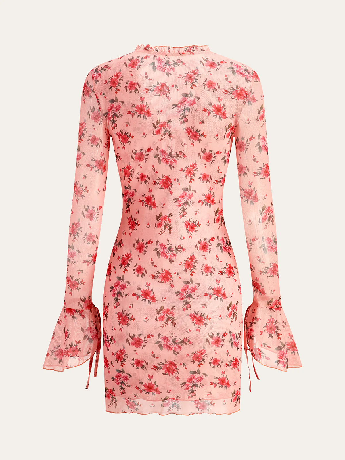 Semi-Sheer Printed Deep V Dress - Image 2