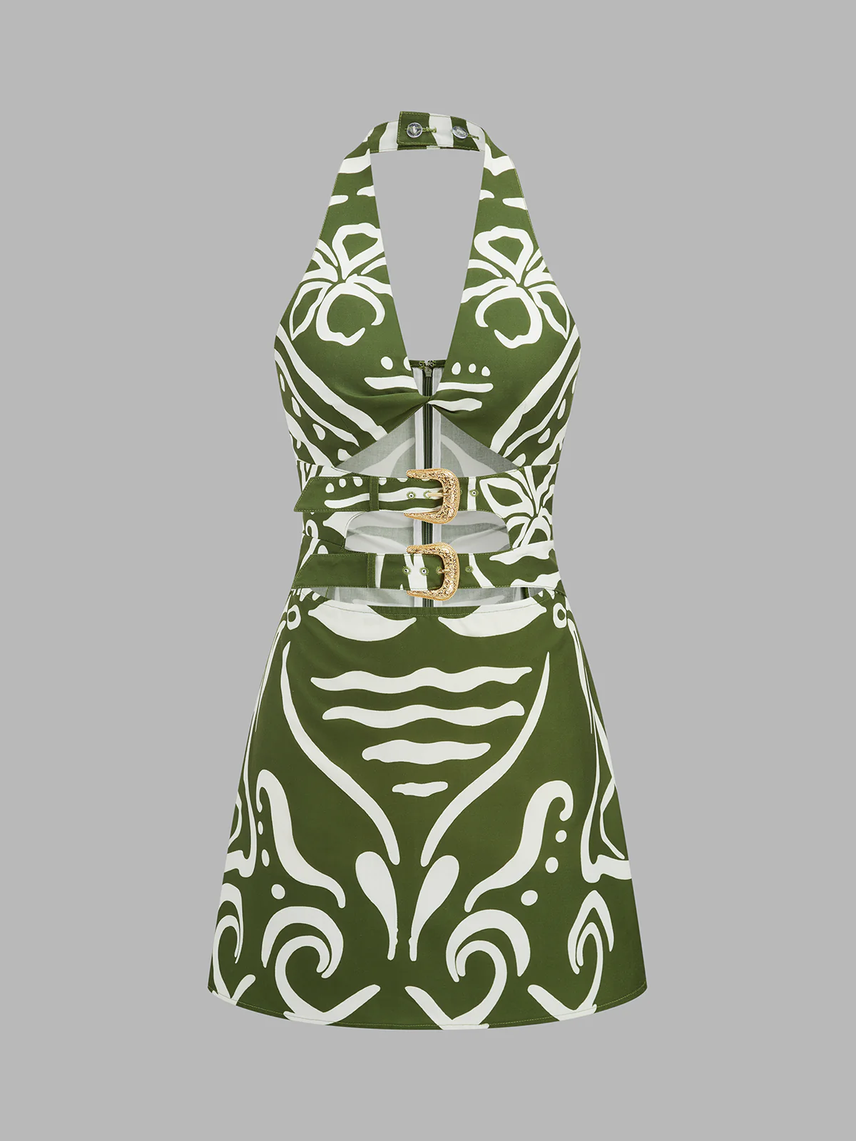 Printed Halter Cut Out Mini Dress - Image 2